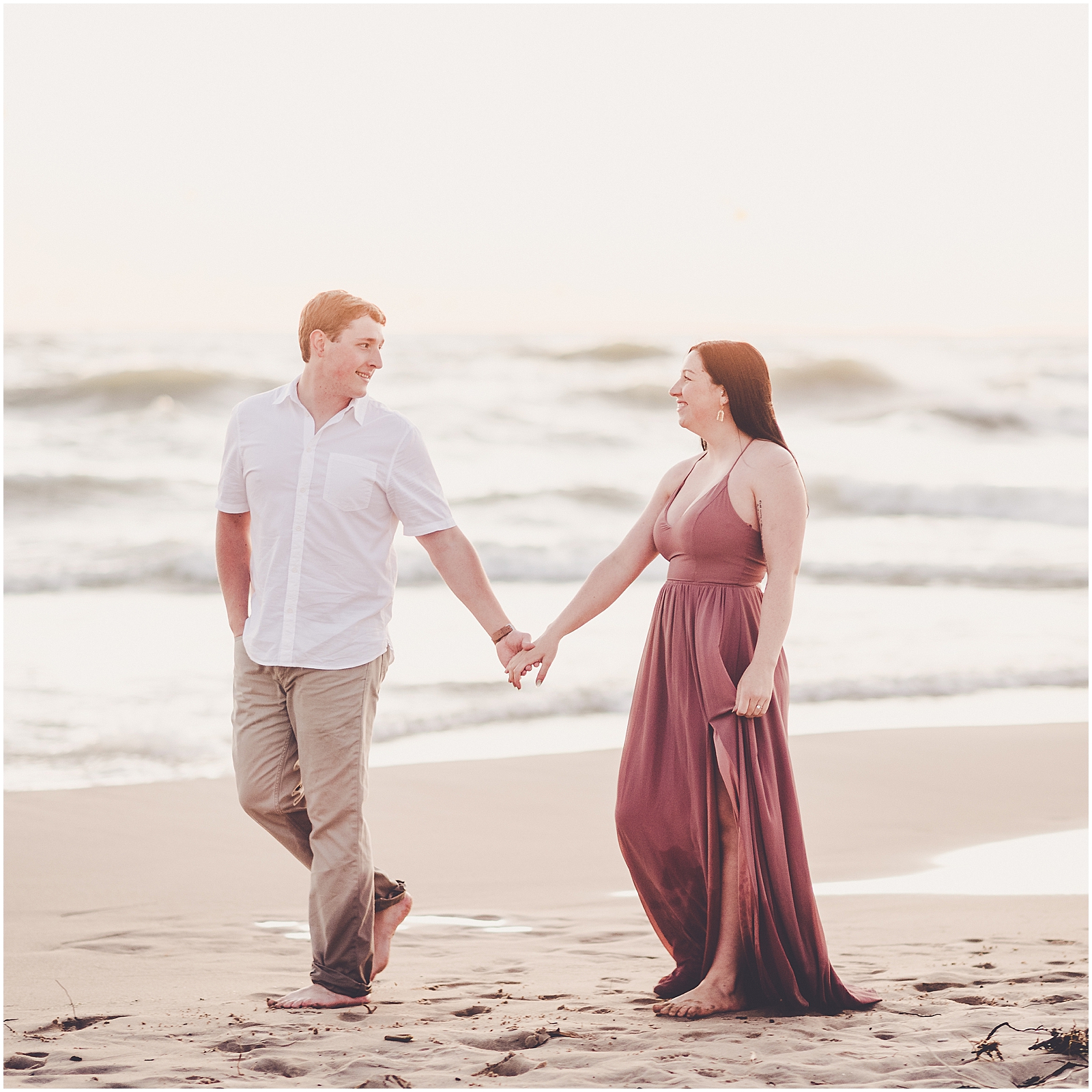 Kylie and Noah's Silver Beach engagement photos in St. Joseph, Michigan with Chicagoland wedding photographer Kara Evans Photographer.