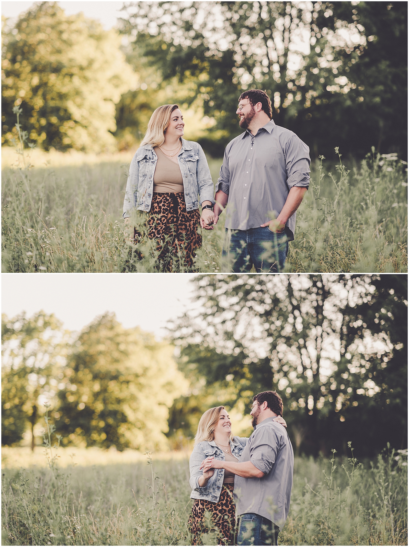 Janet and Michael's summer downtown Kankakee and Perry Farm engagement in Bourbonnais, Illinois with Kara Evans Photographer.