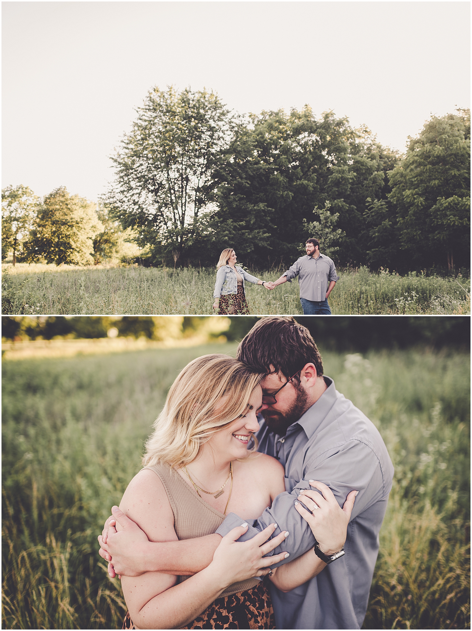 Janet and Michael's summer downtown Kankakee and Perry Farm engagement in Bourbonnais, Illinois with Kara Evans Photographer.