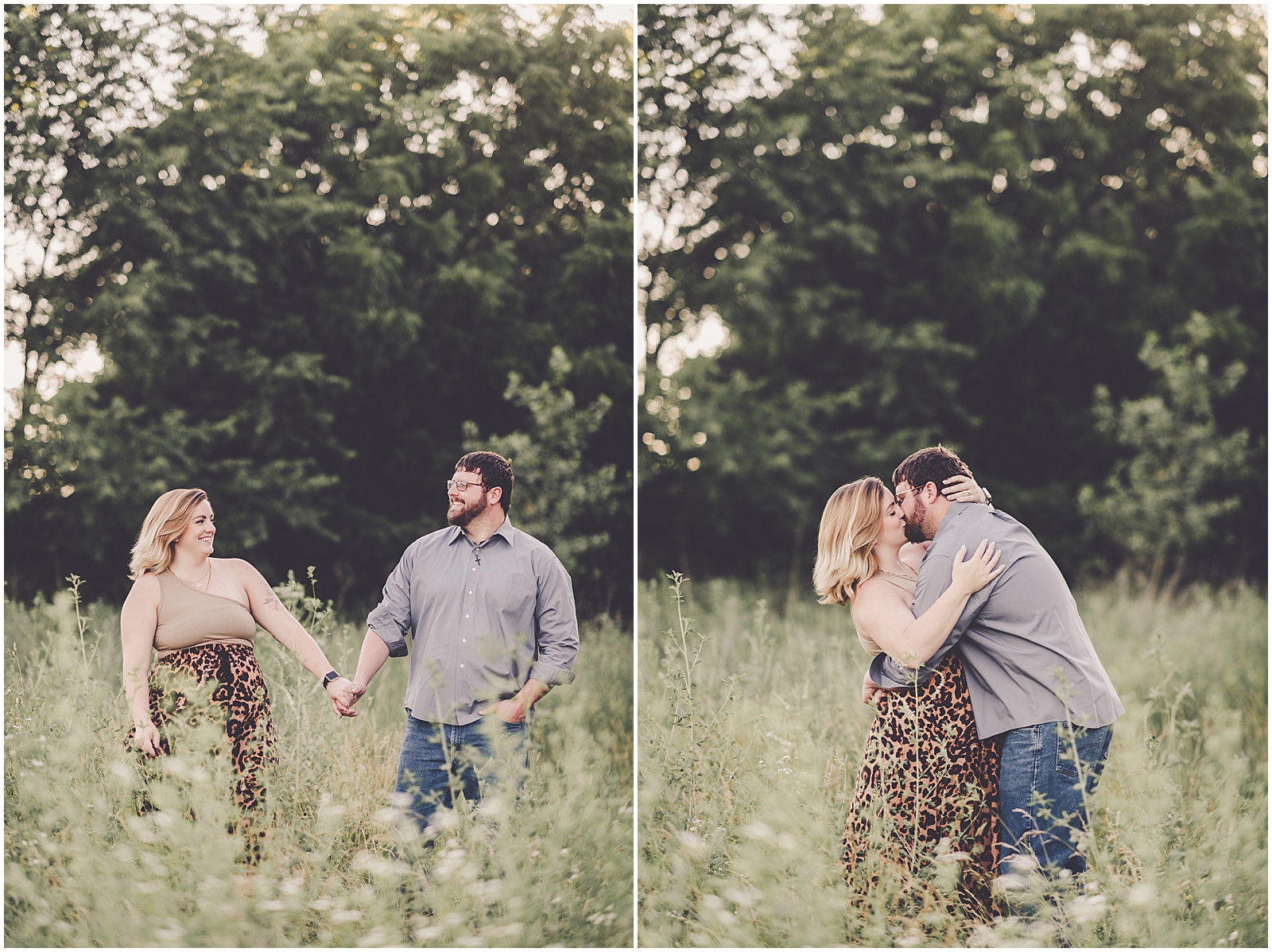 Janet and Michael's summer downtown Kankakee and Perry Farm engagement in Bourbonnais, Illinois with Kara Evans Photographer.