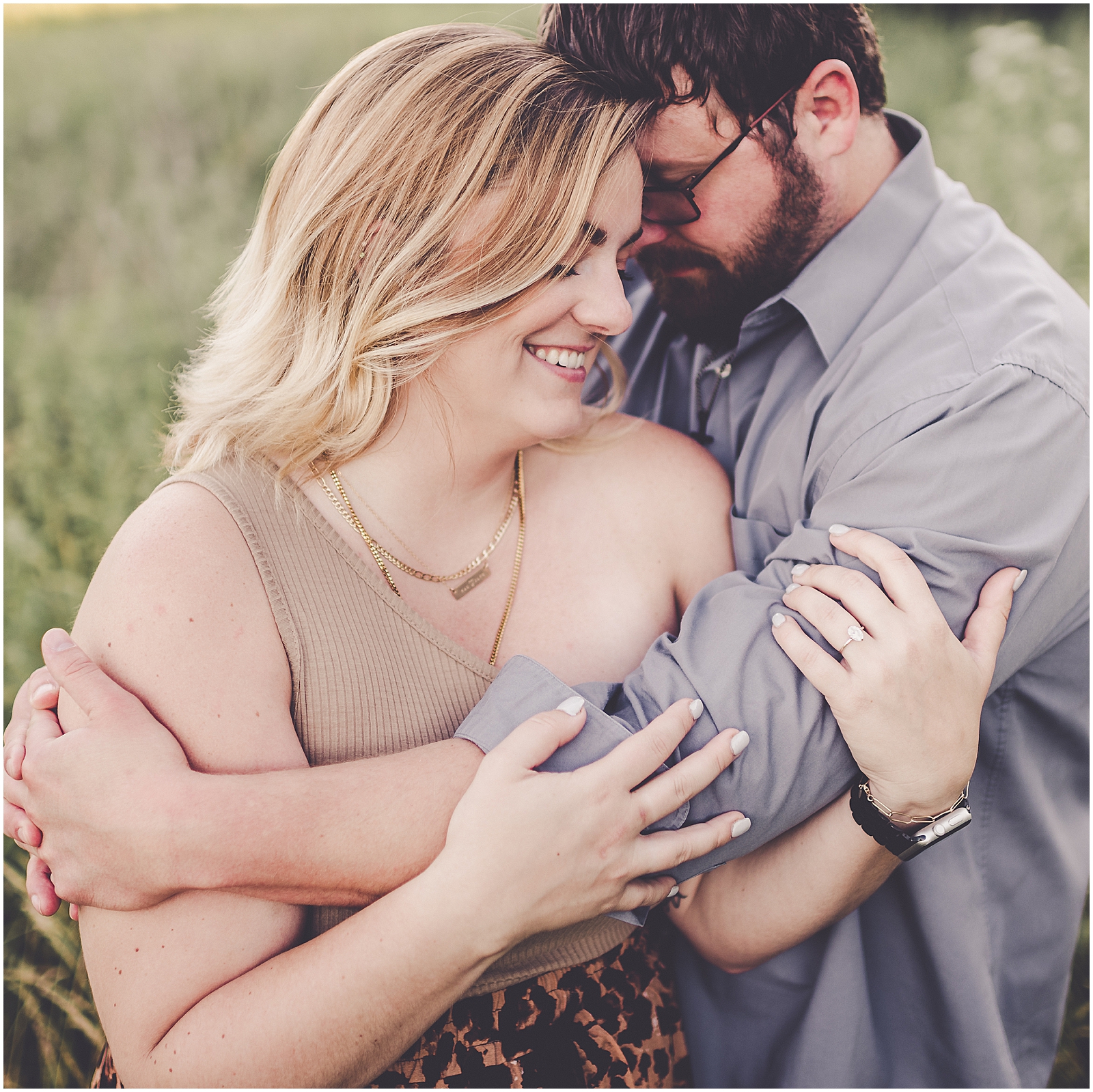 Janet and Michael's summer downtown Kankakee and Perry Farm engagement in Bourbonnais, Illinois with Kara Evans Photographer.