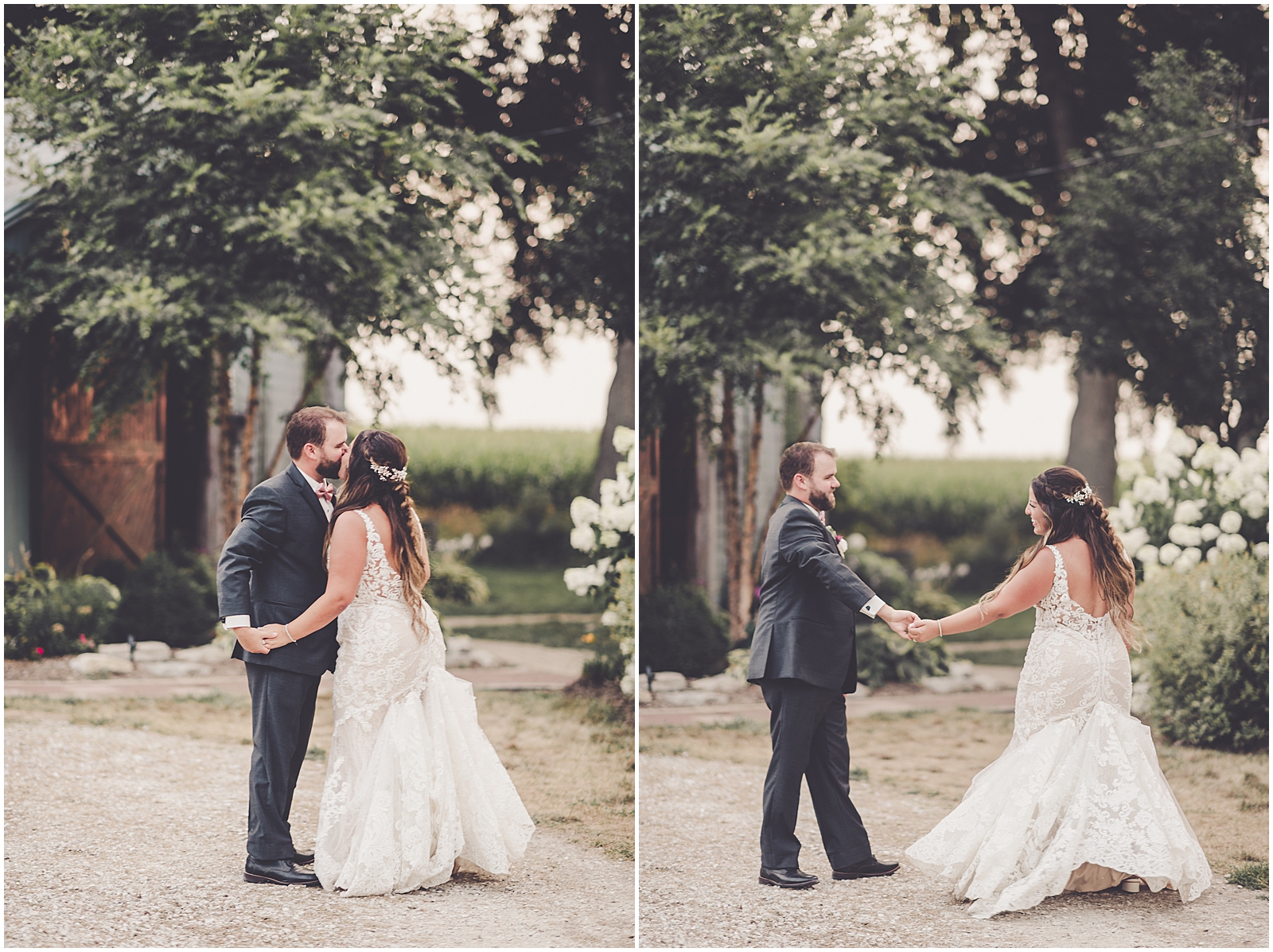 Daniela and Andrew's romantic August wedding at The Mora Farm in Waterman, IL with Chicagoland wedding photographer Kara Evans Photographer.