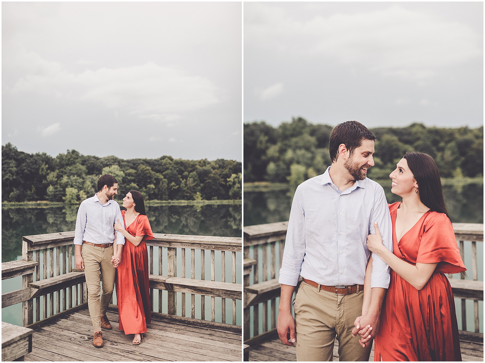 Gabby and Andrew's summer engagement photos in Yorkville, Illinois with Chicagoland wedding photographer Kara Evans Photographer.