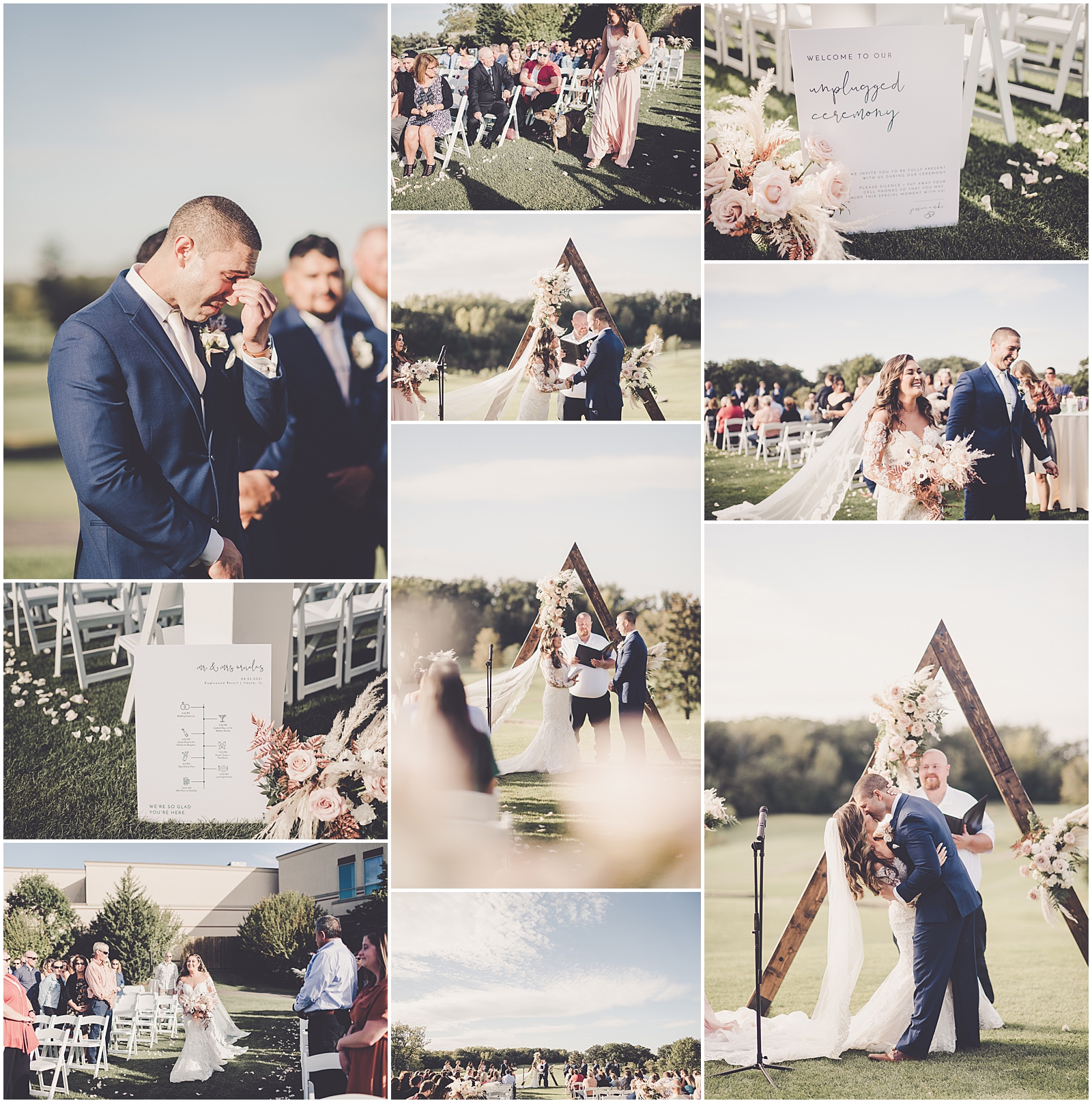 Romantic boho Eaglewood Resort & Spa wedding in Itasca, Illinois with Chicagoland wedding photographer Kara Evans Photographer.