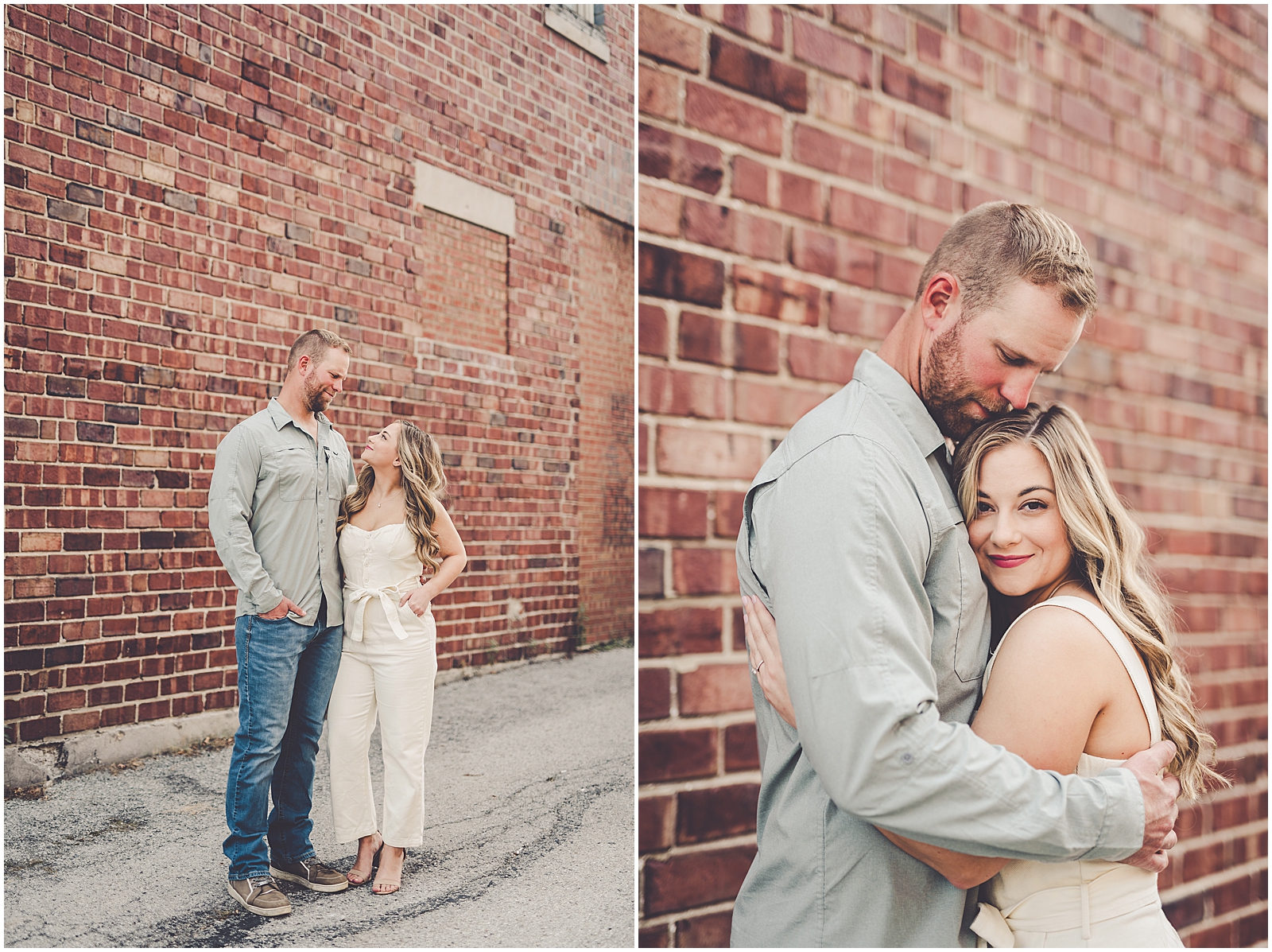 Bre and Sean's fall downtown Crown Point engagement in Crown Point, IN with Chicagoland wedding photographer Kara Evans Photographer.