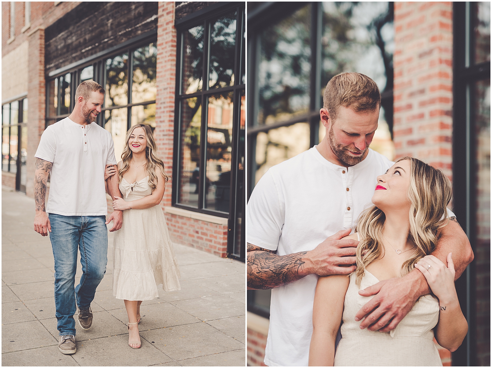 Bre and Sean's fall downtown Crown Point engagement in Crown Point, IN with Chicagoland wedding photographer Kara Evans Photographer.