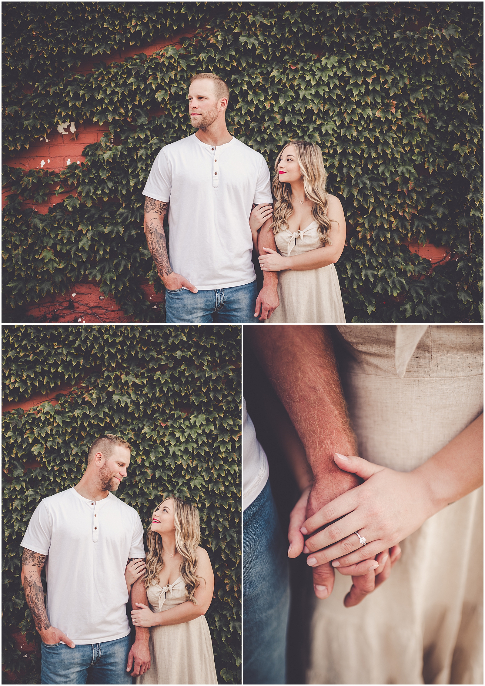 Bre and Sean's fall downtown Crown Point engagement in Crown Point, IN with Chicagoland wedding photographer Kara Evans Photographer.