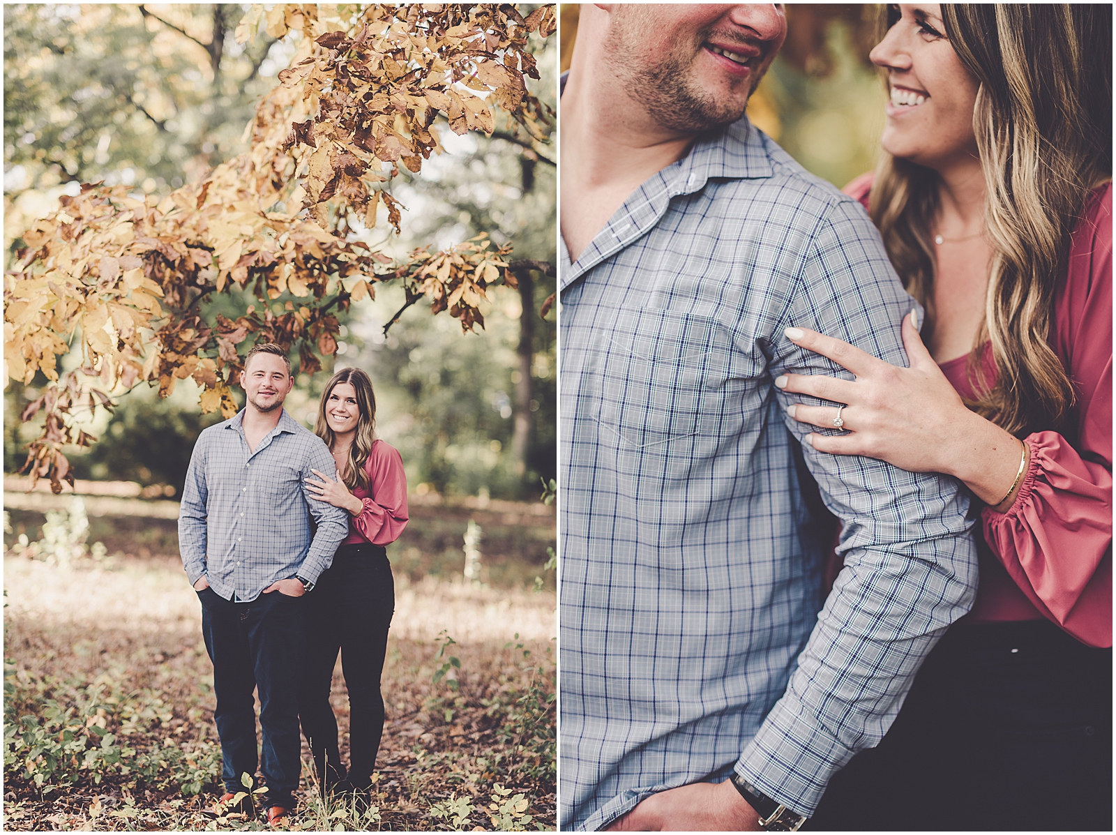 Ashley and John's fall Cantigny Park engagement photos in Wheaton, IL with Chicagoland wedding photographer Kara Evans Photographer.