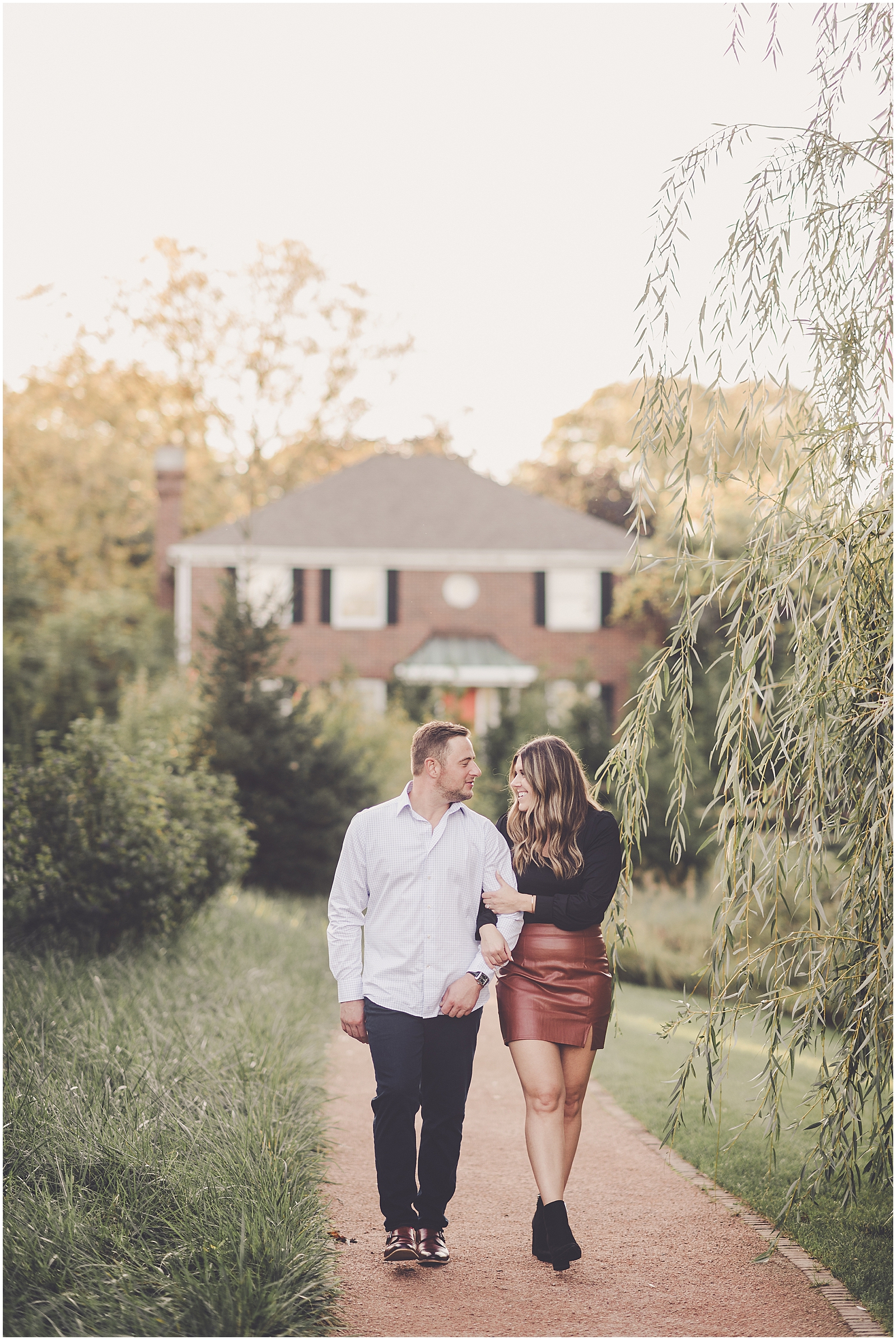 Ashley and John's fall Cantigny Park engagement photos in Wheaton, IL with Chicagoland wedding photographer Kara Evans Photographer.