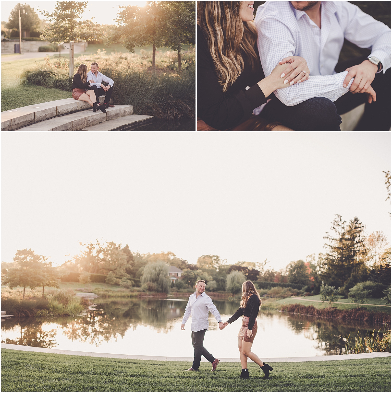 Ashley and John's fall Cantigny Park engagement photos in Wheaton, IL with Chicagoland wedding photographer Kara Evans Photographer.