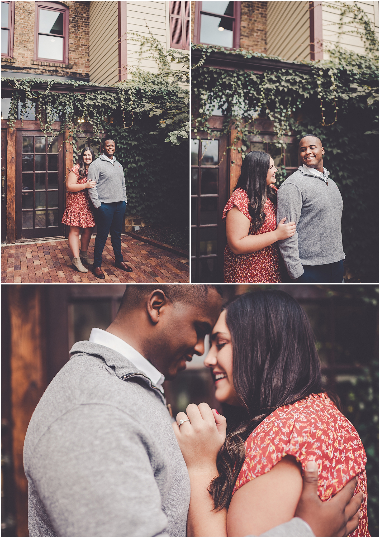 Jess and Dmarte's downtown Geneva and Fabyan Forest Preserve engagement with Chicagoland wedding photographer Kara Evans Photographer.