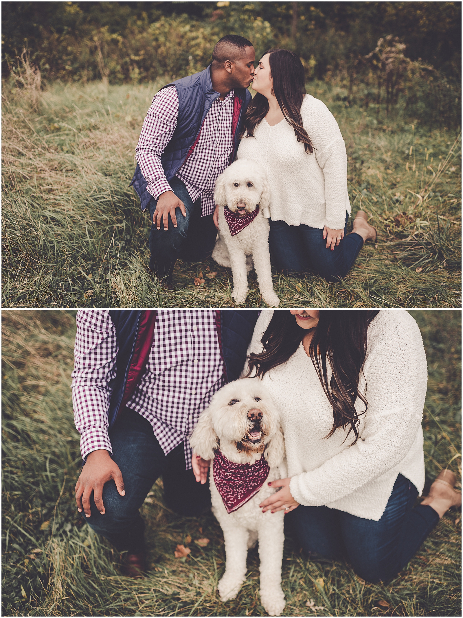 Jess and Dmarte's downtown Geneva and Fabyan Forest Preserve engagement with Chicagoland wedding photographer Kara Evans Photographer.