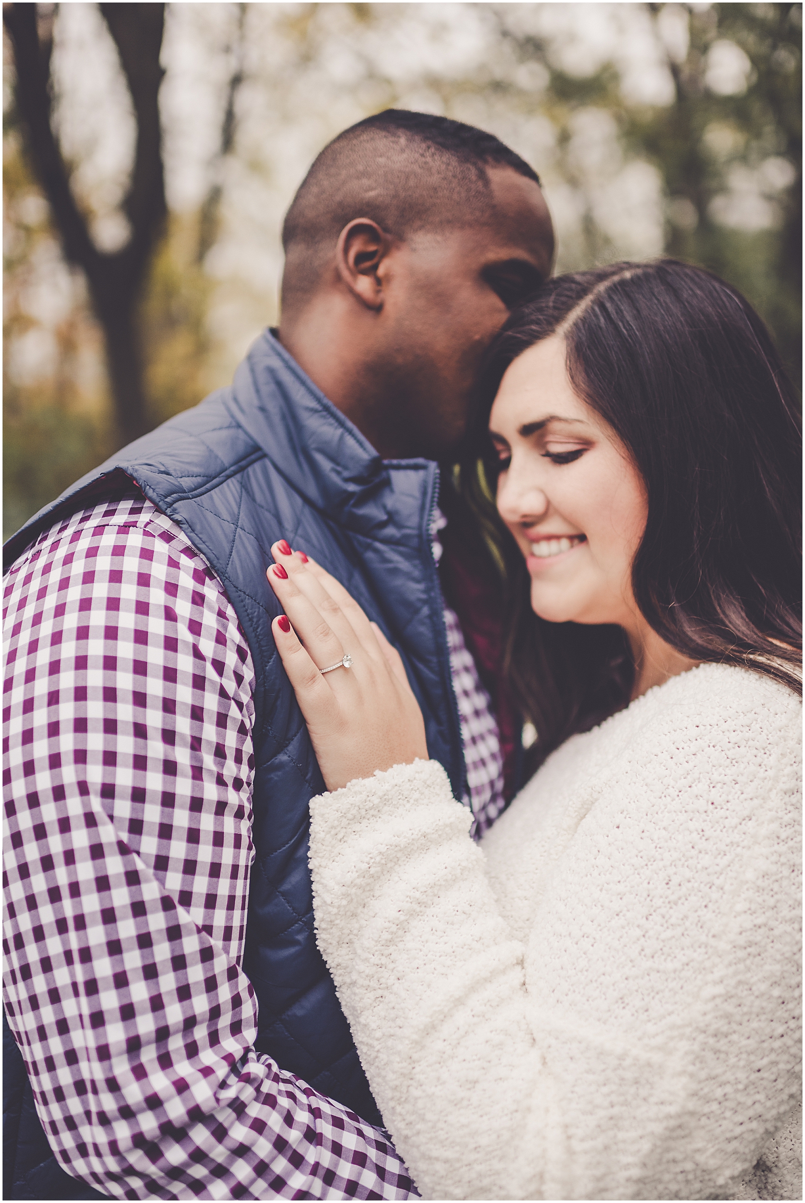 Jess and Dmarte's downtown Geneva and Fabyan Forest Preserve engagement with Chicagoland wedding photographer Kara Evans Photographer.