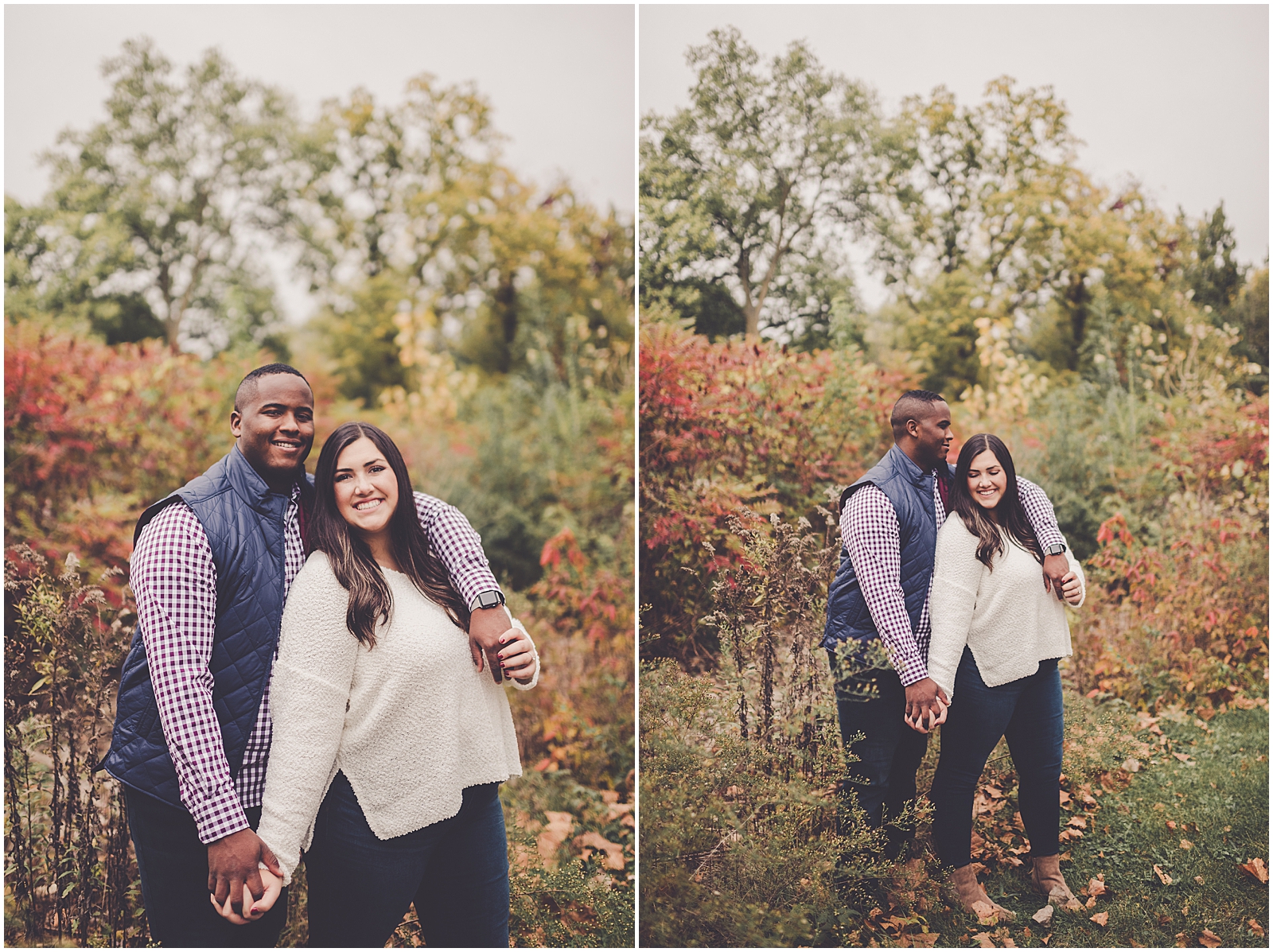 Jess and Dmarte's downtown Geneva and Fabyan Forest Preserve engagement with Chicagoland wedding photographer Kara Evans Photographer.