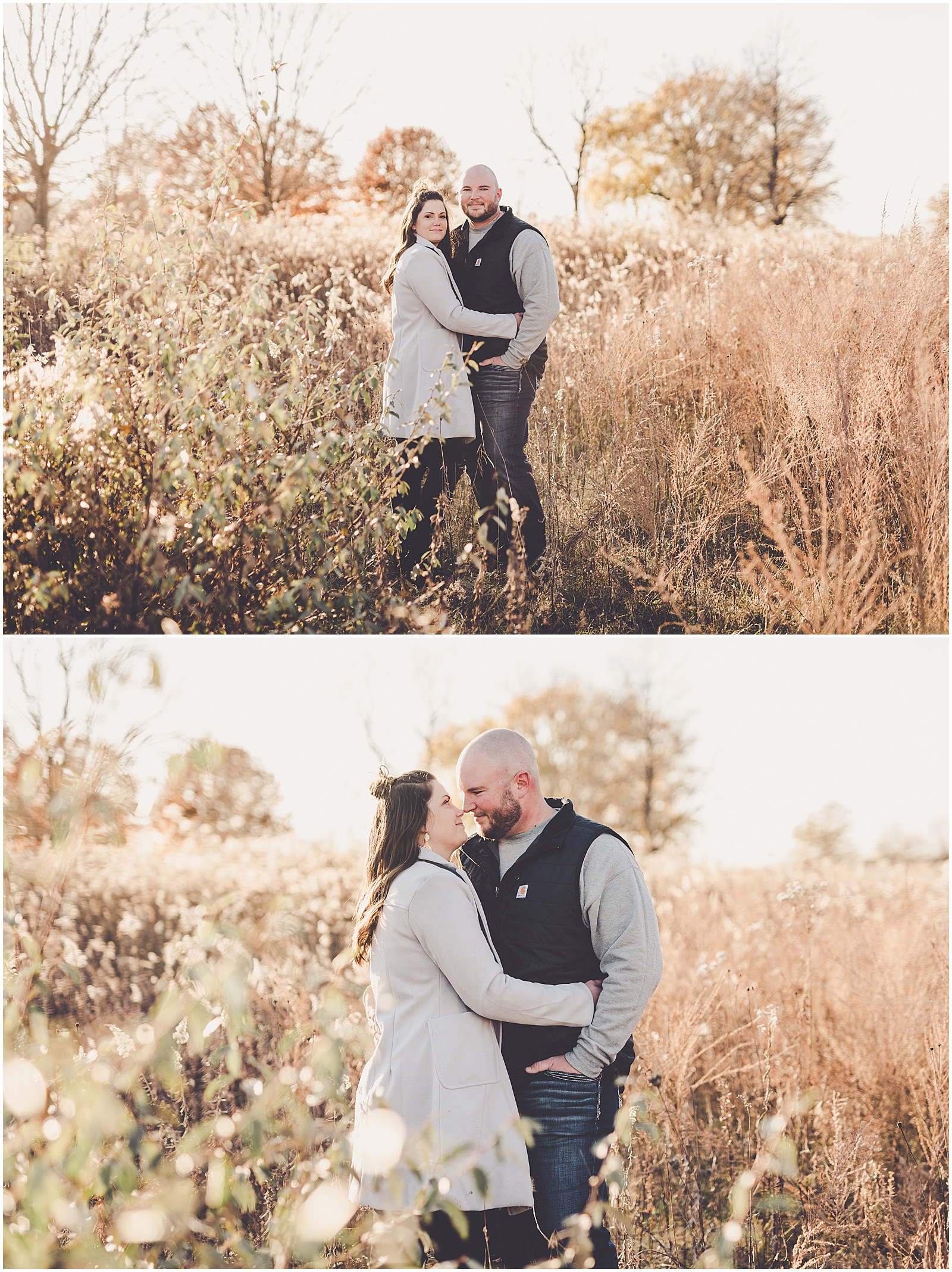 Carol and Casey's fall Perry Farm engagement in Bourbonnais, Illinois with Chicagoland wedding photographer Kara Evans Photographer.