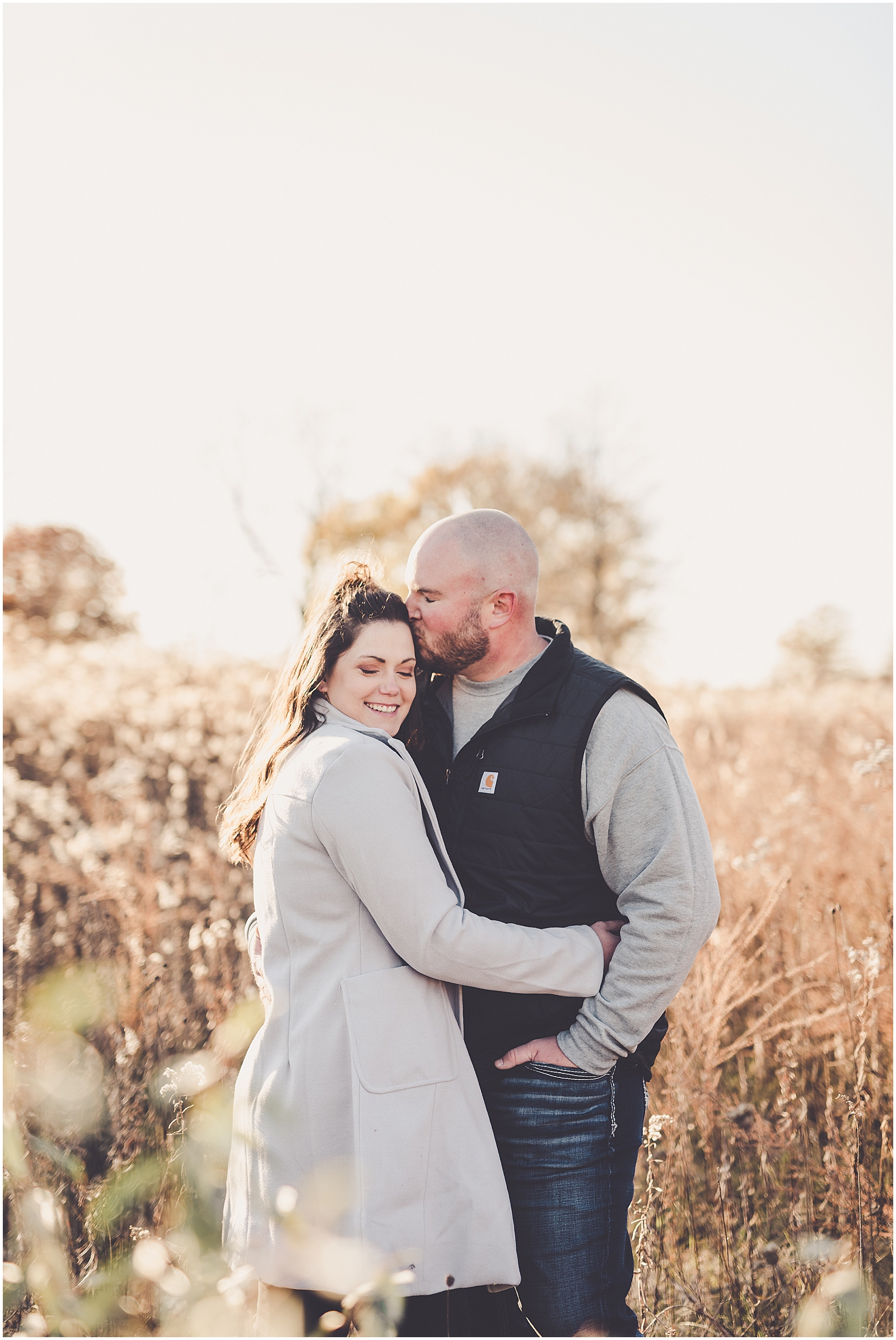 Carol and Casey's fall Perry Farm engagement in Bourbonnais, Illinois with Chicagoland wedding photographer Kara Evans Photographer.