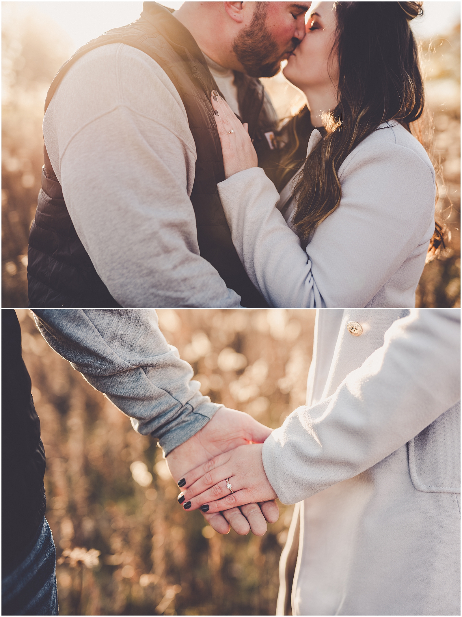 Carol and Casey's fall Perry Farm engagement in Bourbonnais, Illinois with Chicagoland wedding photographer Kara Evans Photographer.