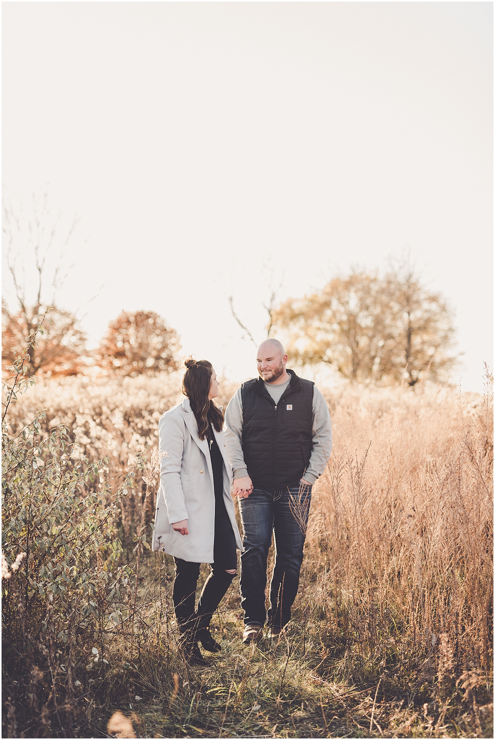 Carol and Casey's fall Perry Farm engagement in Bourbonnais, Illinois with Chicagoland wedding photographer Kara Evans Photographer.