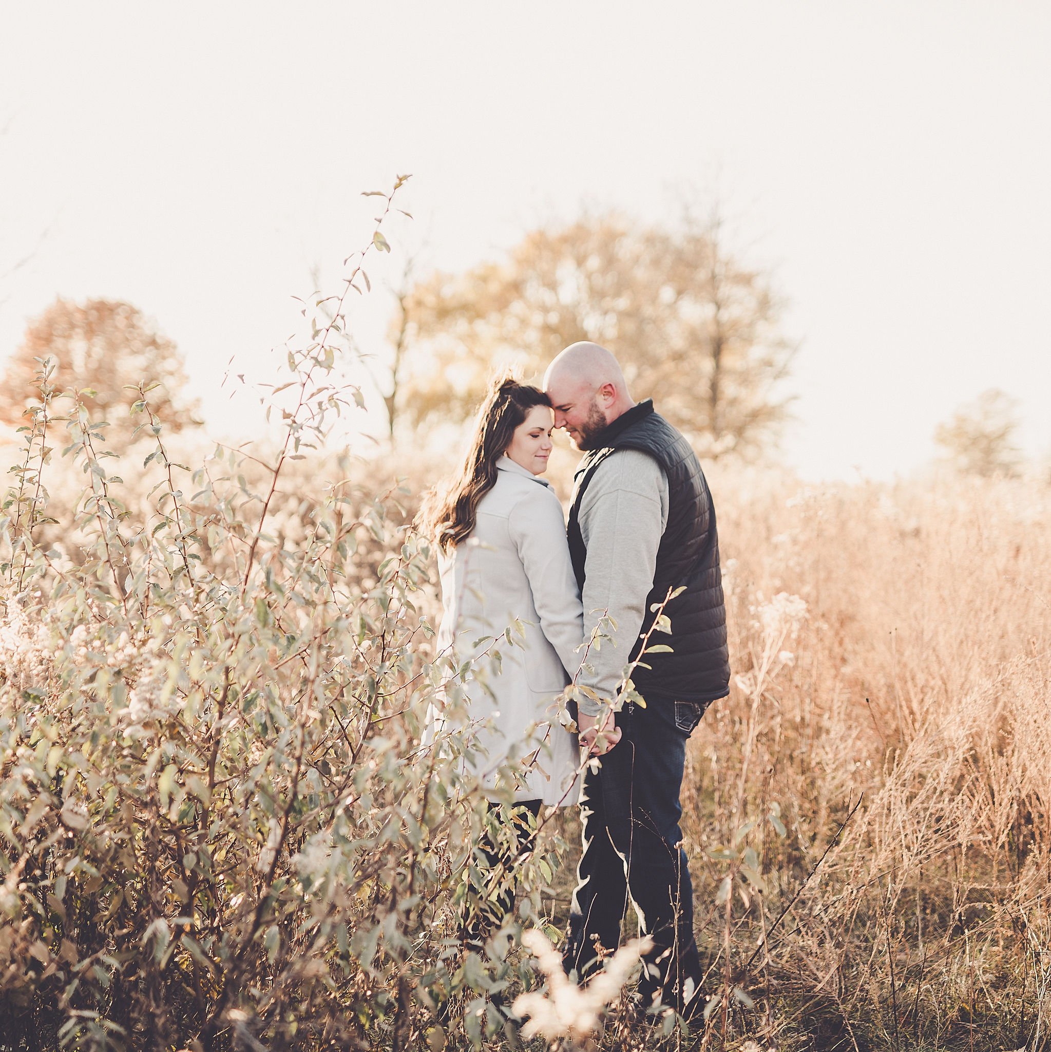 Carol and Casey's fall Perry Farm engagement in Bourbonnais, Illinois with Chicagoland wedding photographer Kara Evans Photographer.