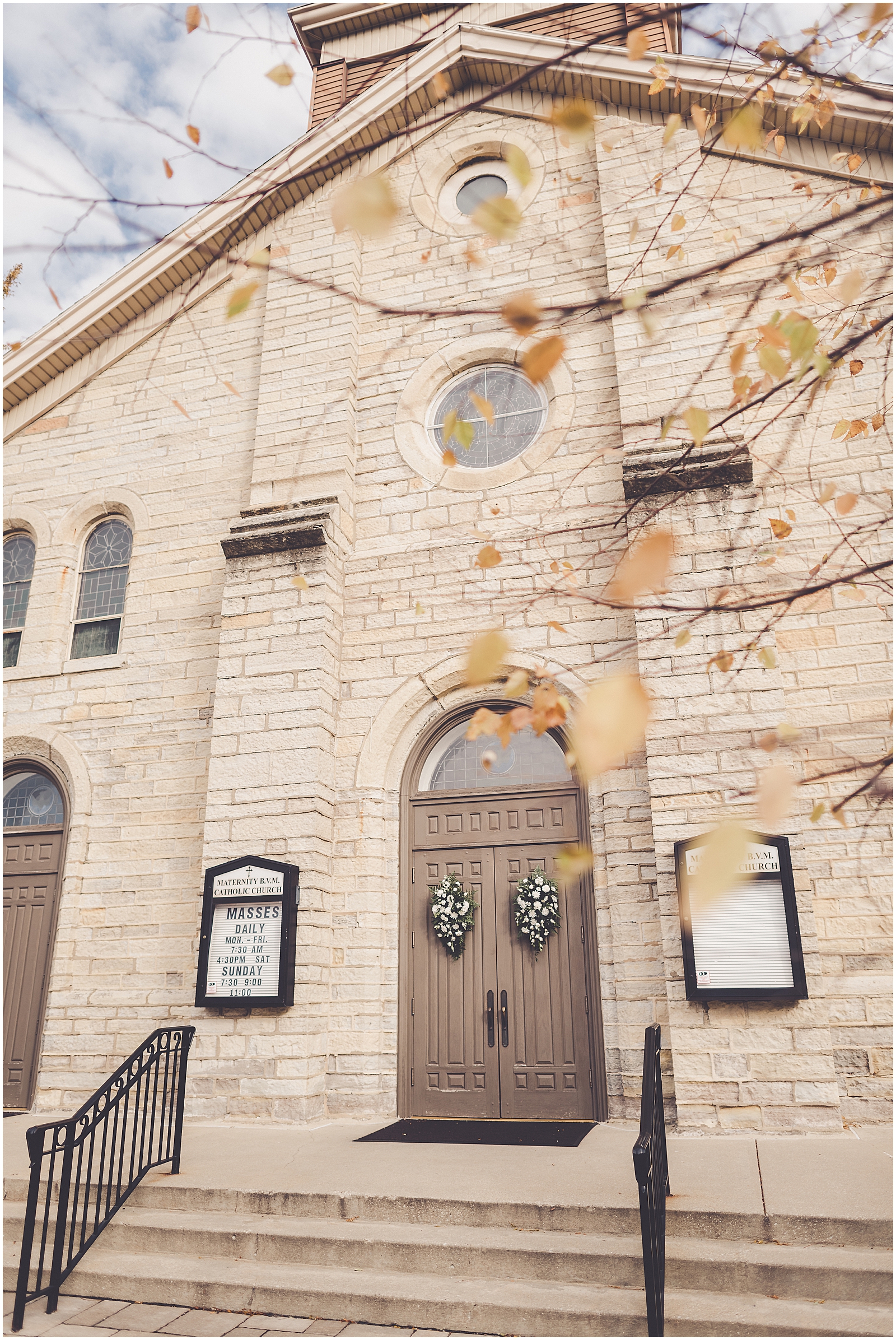 Emily & Travis's wedding at Maternity BVM in Bourbonnais & Tuscany Falls in Mokena with Chicagoland photographer Kara Evans Photographer.