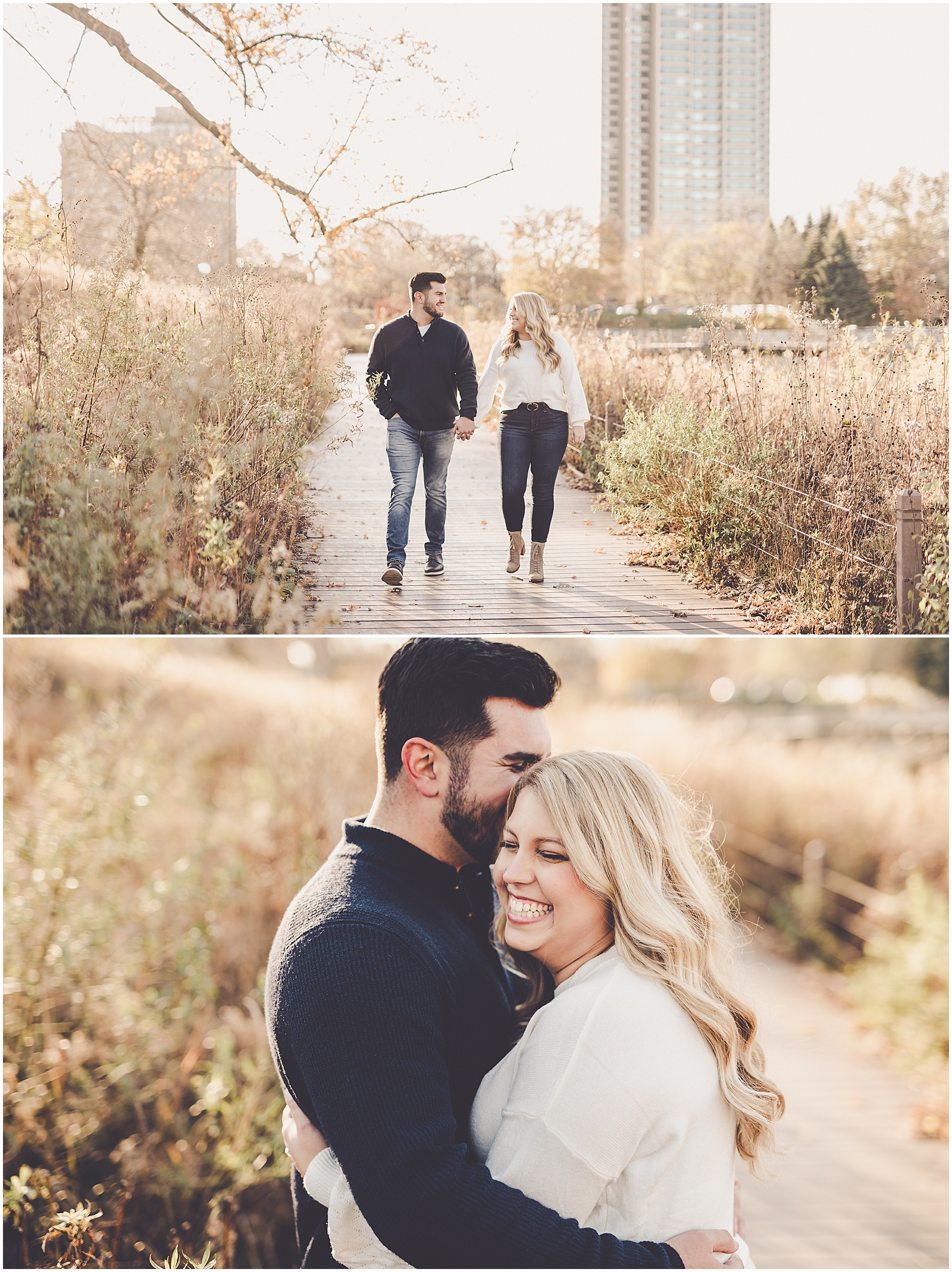 Andrea and Chris's Lincoln Park and North Avenue Beach engagement in Chicago, Illinois with Chicagoland photographer Kara Evans Photographer.