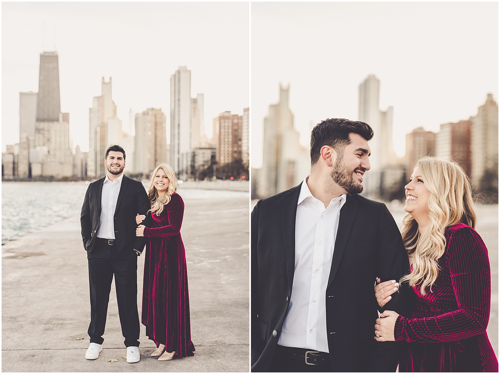 Andrea and Chris's Lincoln Park and North Avenue Beach engagement in Chicago, Illinois with Chicagoland photographer Kara Evans Photographer.