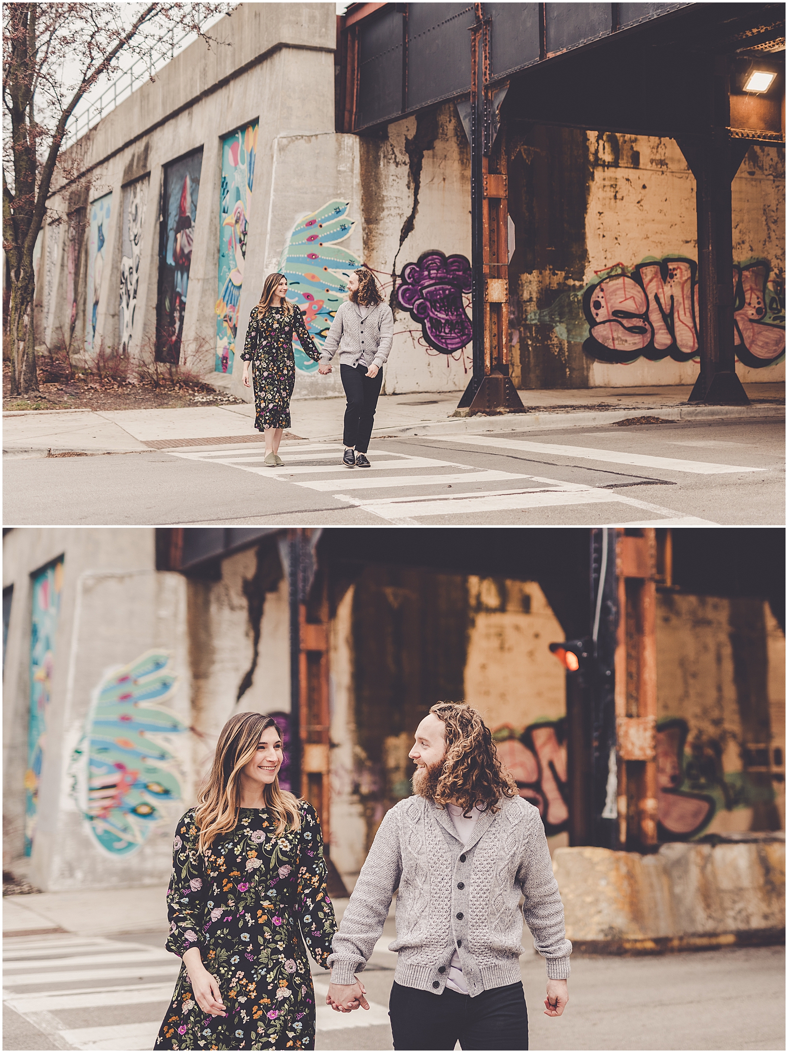 Marisa & Kristopher's Hubbard Street and North Avenue Beach engagement photos with Chicagoland wedding photographer Kara Evans Photographer.