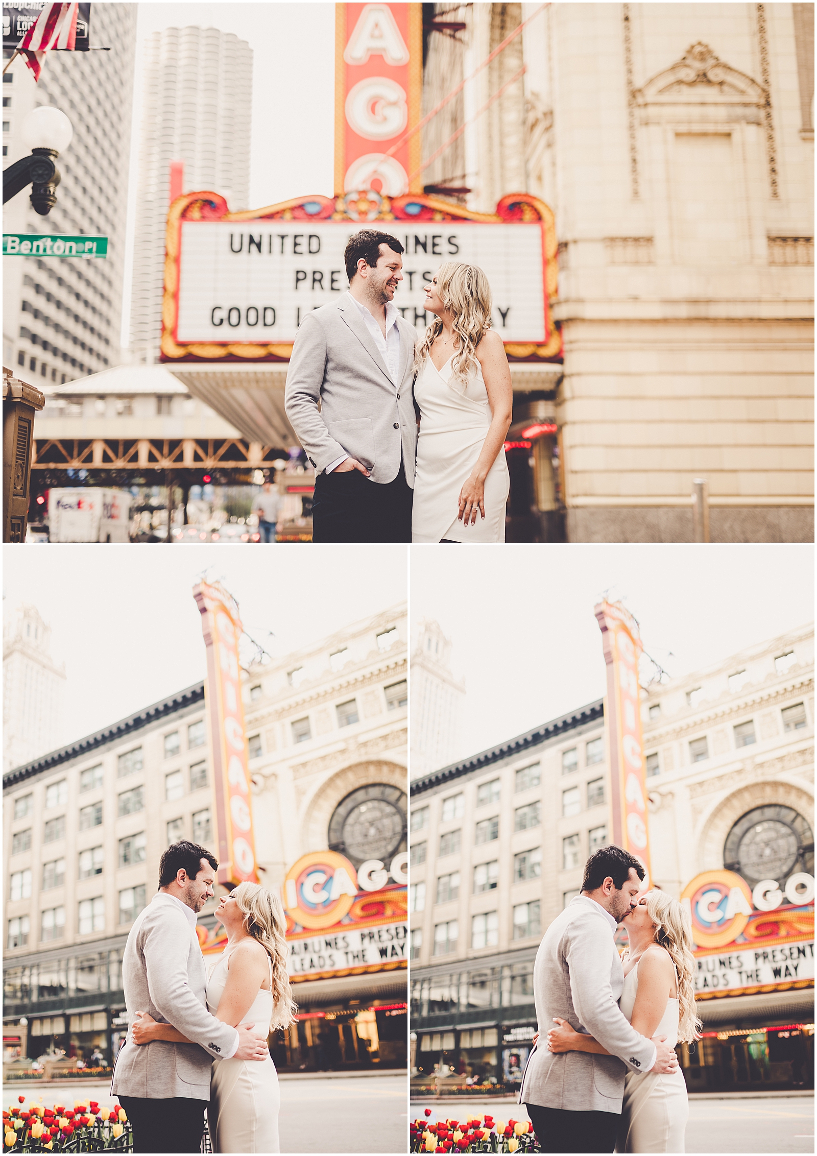 Shelby & Tim's riverwalk and Milton Lee Olive Park engagement photos in Chicago with Chicago wedding photographer Kara Evans Photographer.