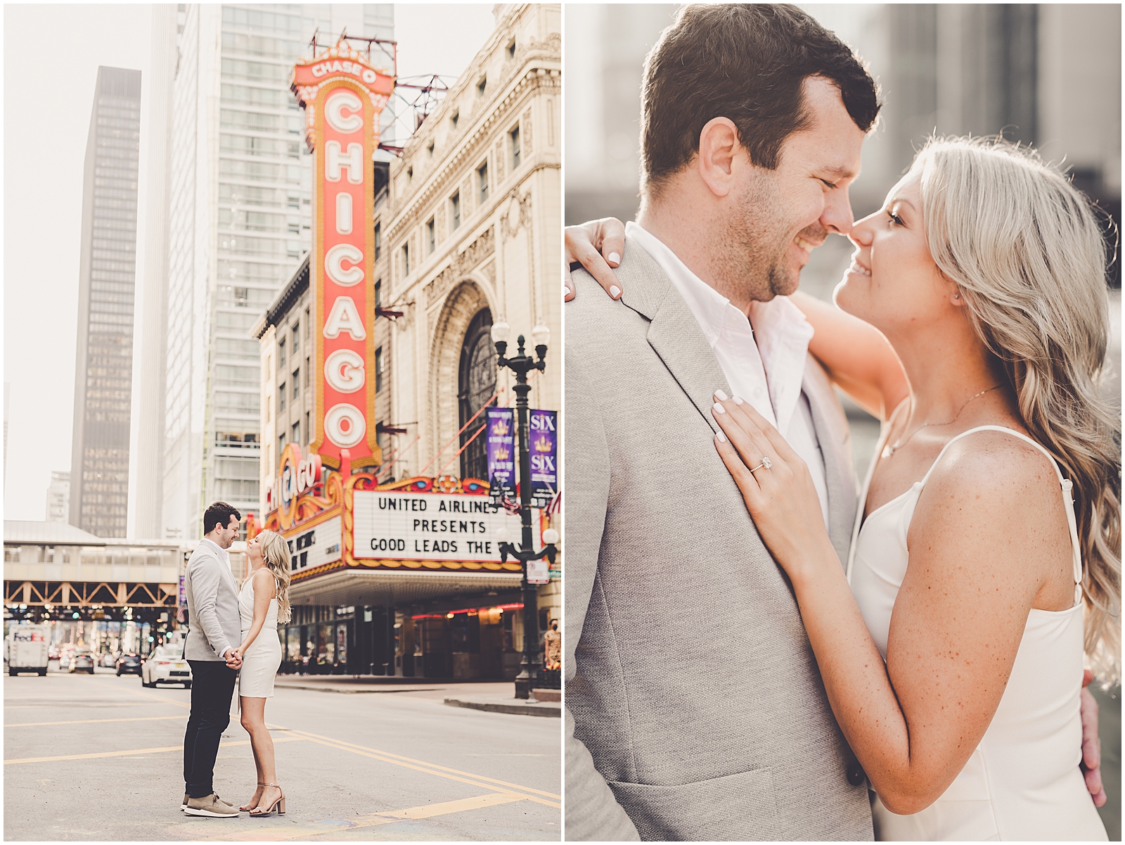 Shelby & Tim's riverwalk and Milton Lee Olive Park engagement photos in Chicago with Chicago wedding photographer Kara Evans Photographer.