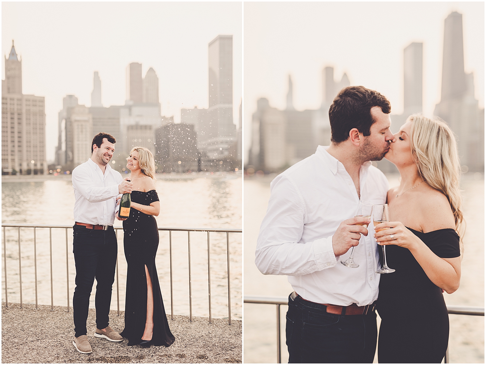 Shelby & Tim's riverwalk and Milton Lee Olive Park engagement photos in Chicago with Chicago wedding photographer Kara Evans Photographer.