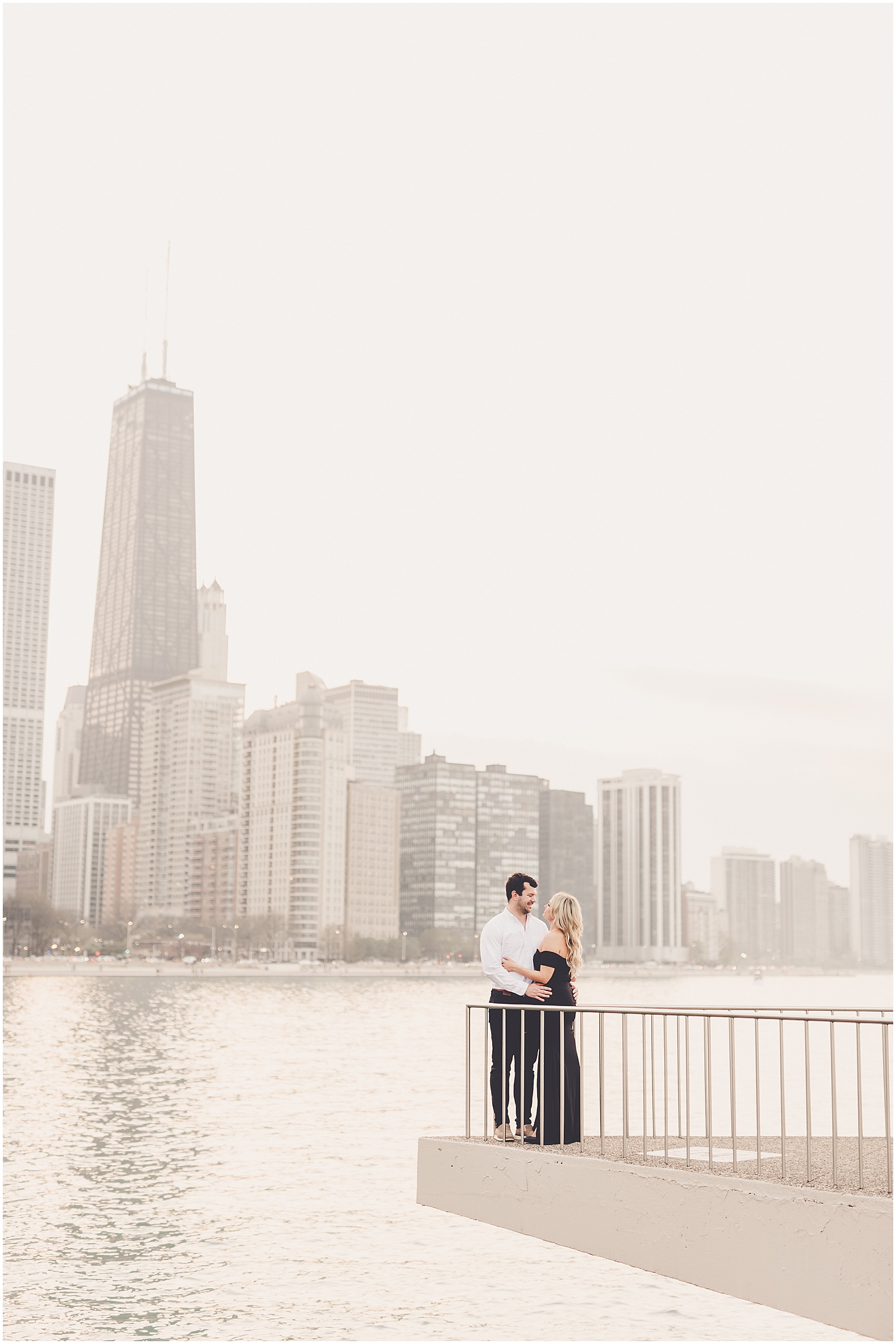 Shelby & Tim's riverwalk and Milton Lee Olive Park engagement photos in Chicago with Chicago wedding photographer Kara Evans Photographer.