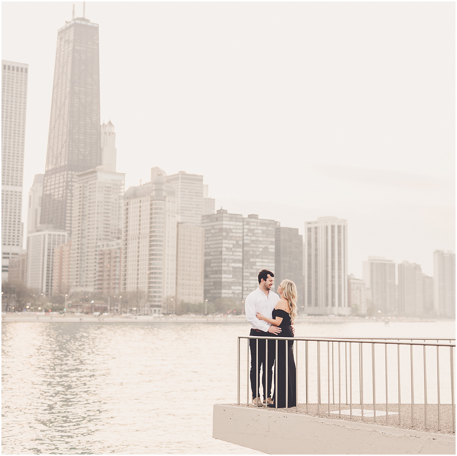 Shelby & Tim's riverwalk and Milton Lee Olive Park engagement photos in Chicago with Chicago wedding photographer Kara Evans Photographer.