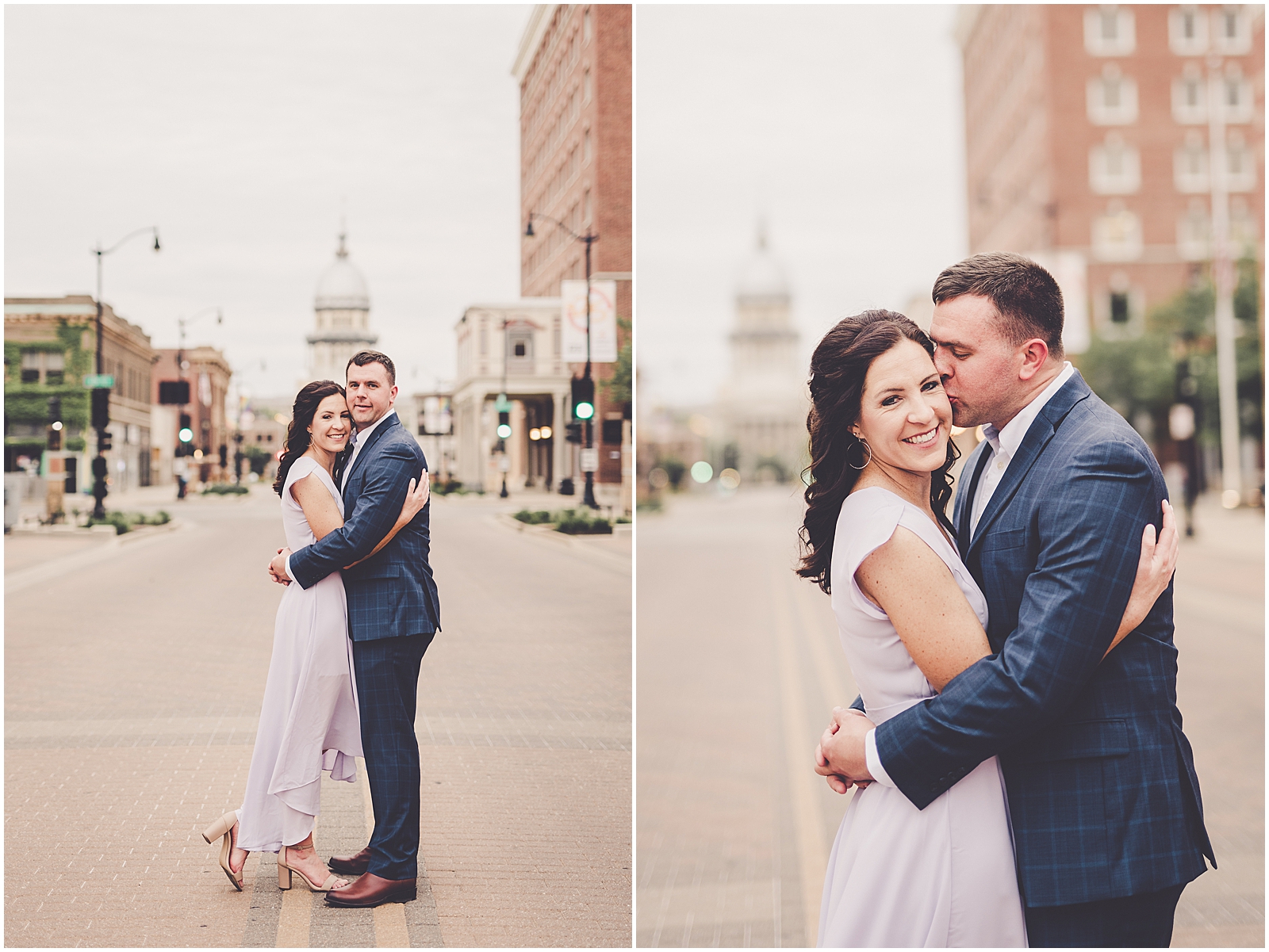 Allye & Grant's downtown engagement session in Springfield, Illinois with Chicagoland wedding photographer Kara Evans Photographer.