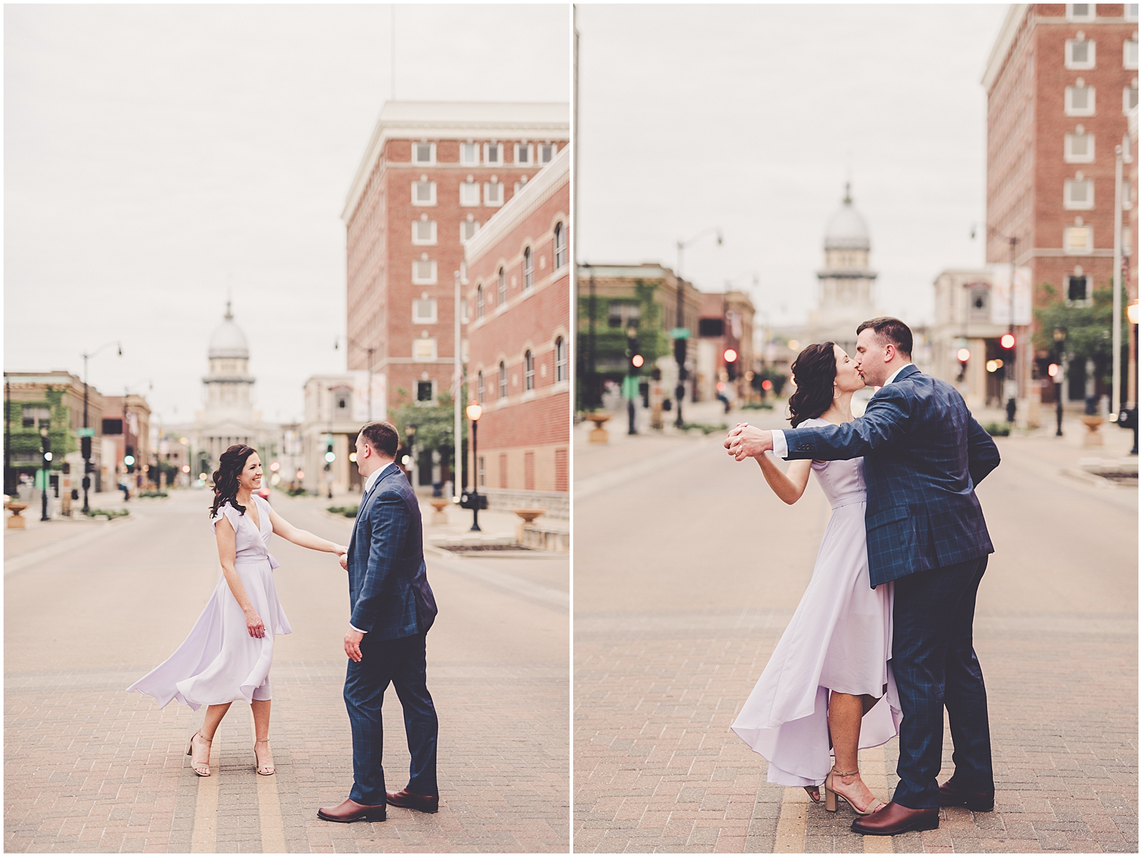 Allye & Grant's downtown engagement session in Springfield, Illinois with Chicagoland wedding photographer Kara Evans Photographer.