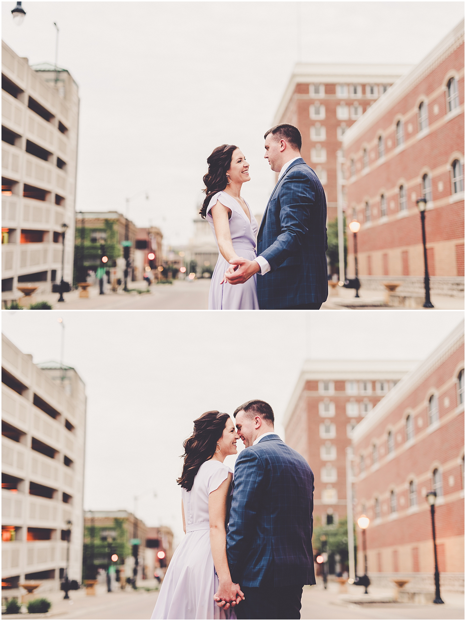 Allye & Grant's downtown engagement session in Springfield, Illinois with Chicagoland wedding photographer Kara Evans Photographer.