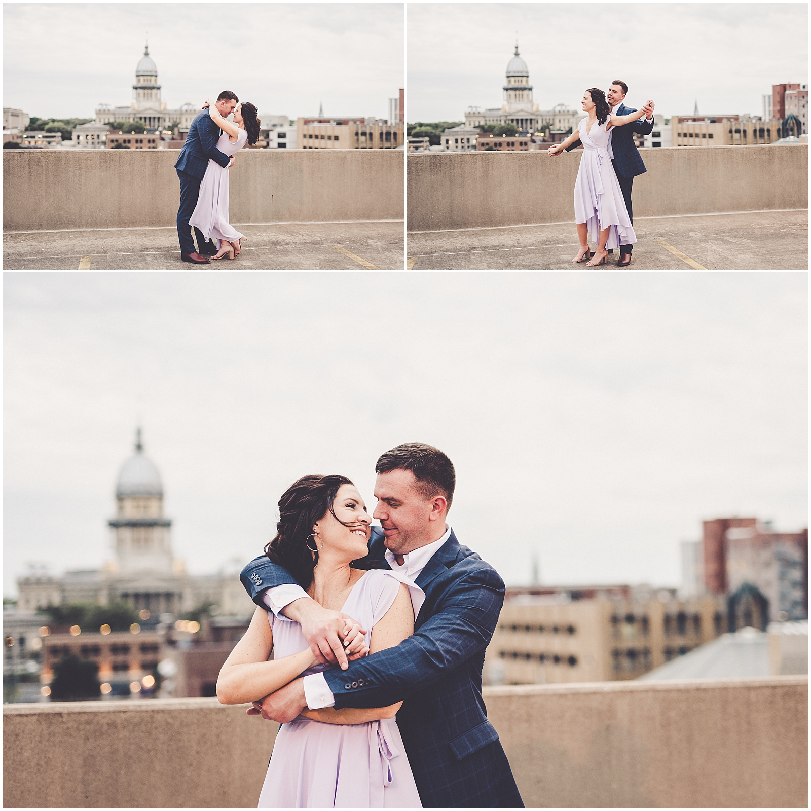 Allye & Grant's downtown engagement session in Springfield, Illinois with Chicagoland wedding photographer Kara Evans Photographer.