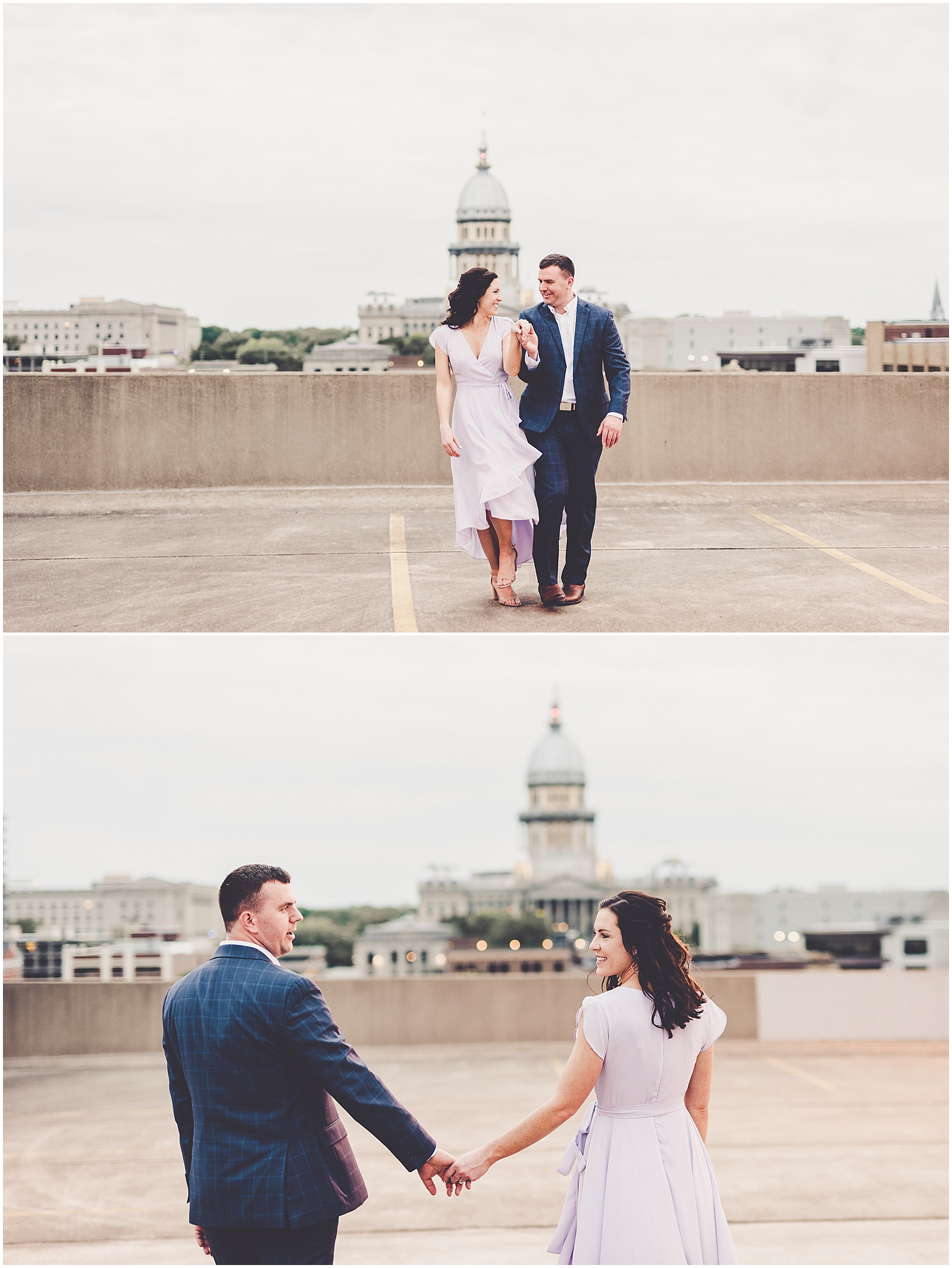 Allye & Grant's downtown engagement session in Springfield, Illinois with Chicagoland wedding photographer Kara Evans Photographer.