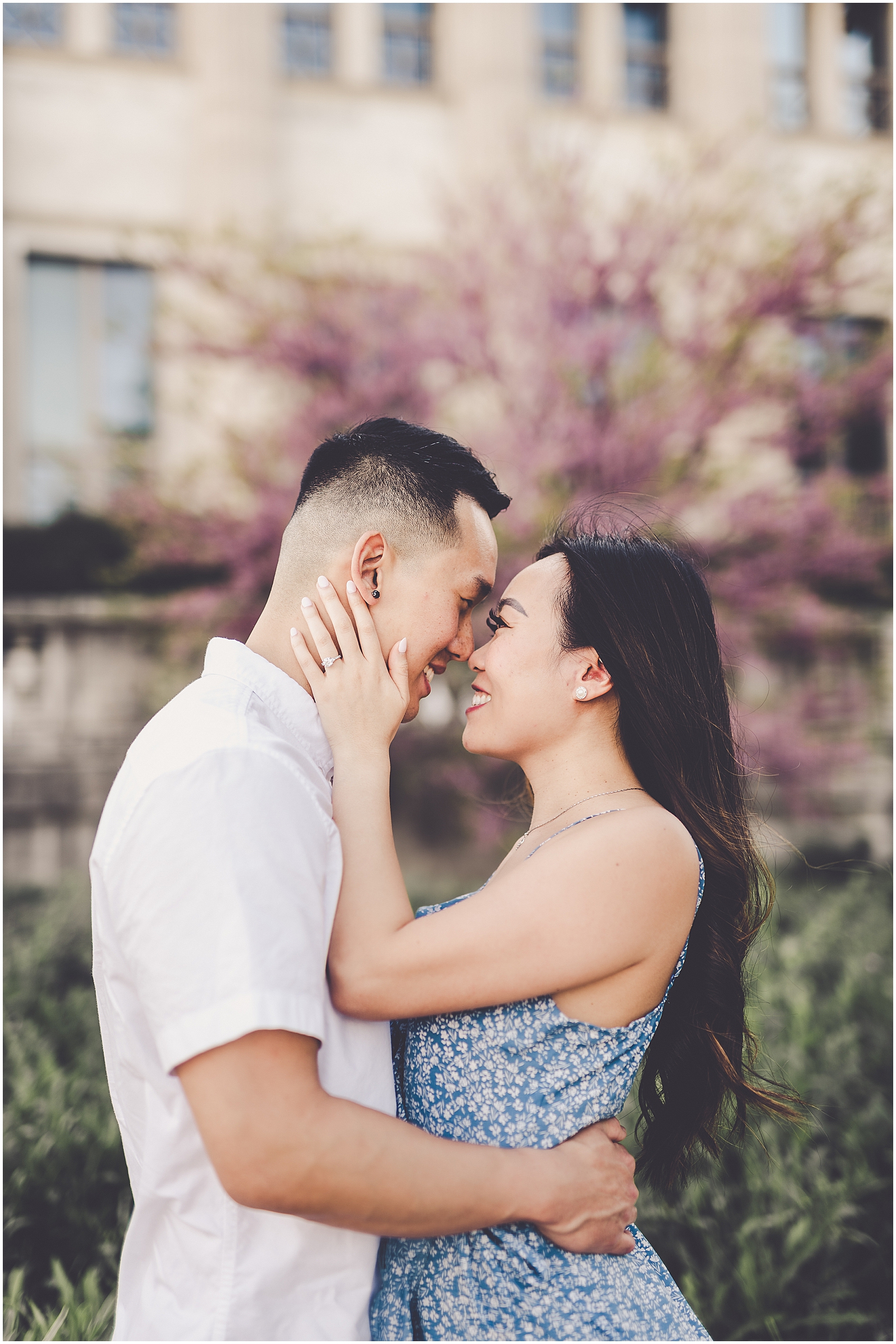 Diana & Osmund's spring Museum Campus engagement photos in Chicago with Chicagoland wedding photographer Kara Evans Photographer.