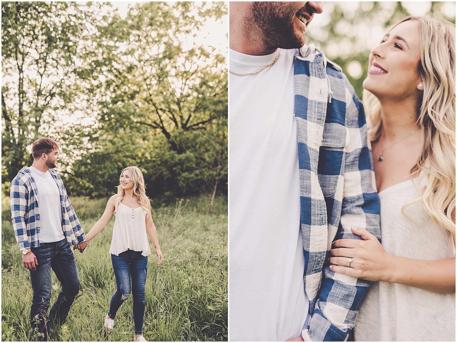 Makenzie and Ashton's spring engagement photos in Kankakee, Illinois with Chicagoland wedding photographer Kara Evans Photographer.