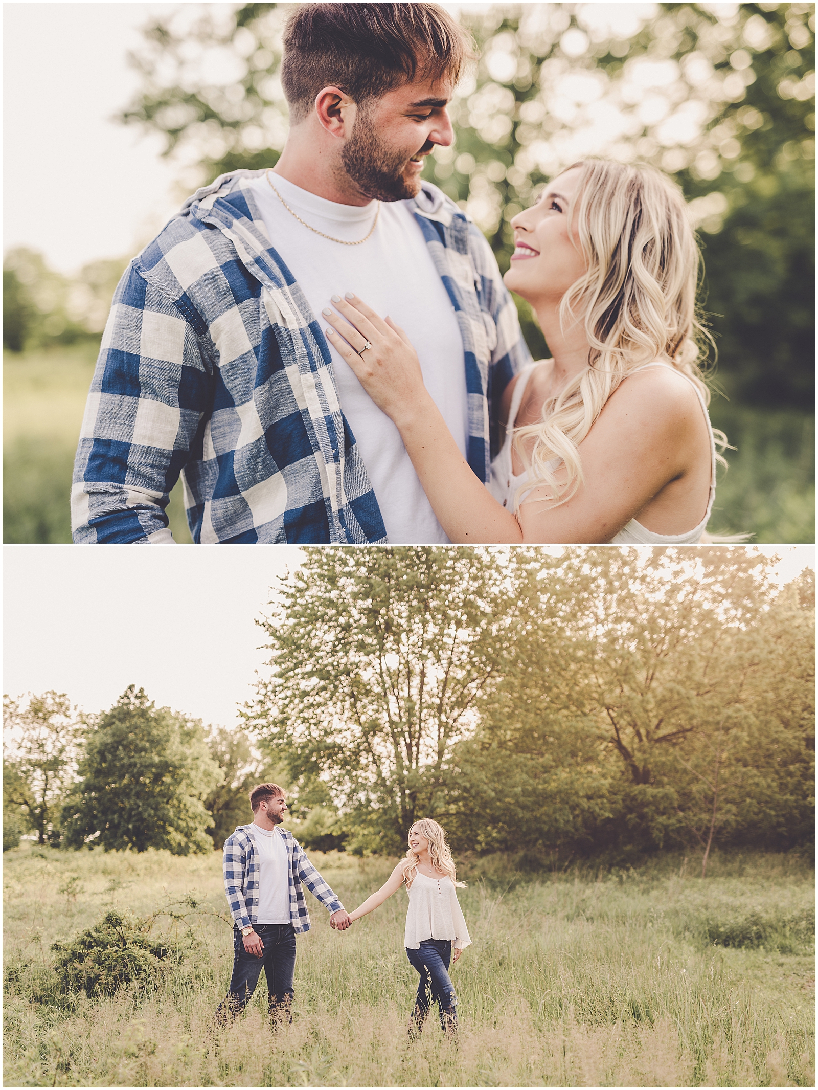 Makenzie and Ashton's spring engagement photos in Kankakee, Illinois with Chicagoland wedding photographer Kara Evans Photographer.