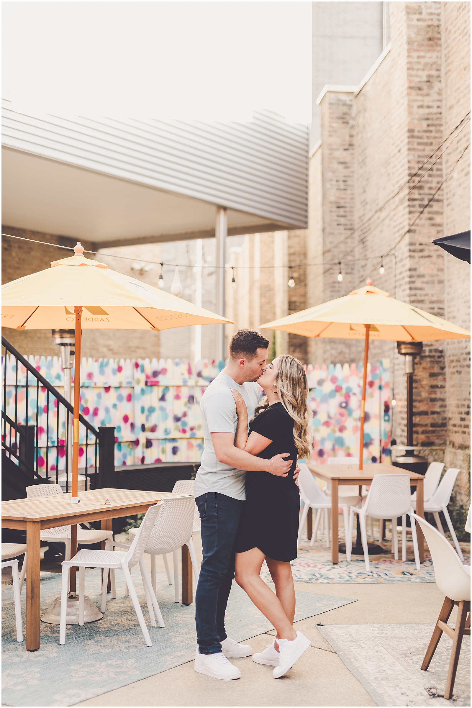 Michele and Timmy's summer River West engagement photos with Chicagoland wedding photographer Kara Evans Photographer.