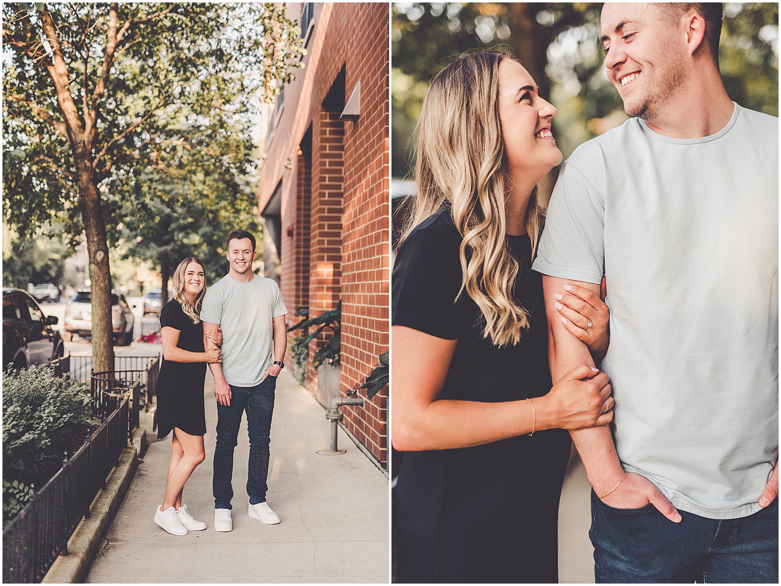 Michele and Timmy's summer River West engagement photos with Chicagoland wedding photographer Kara Evans Photographer.