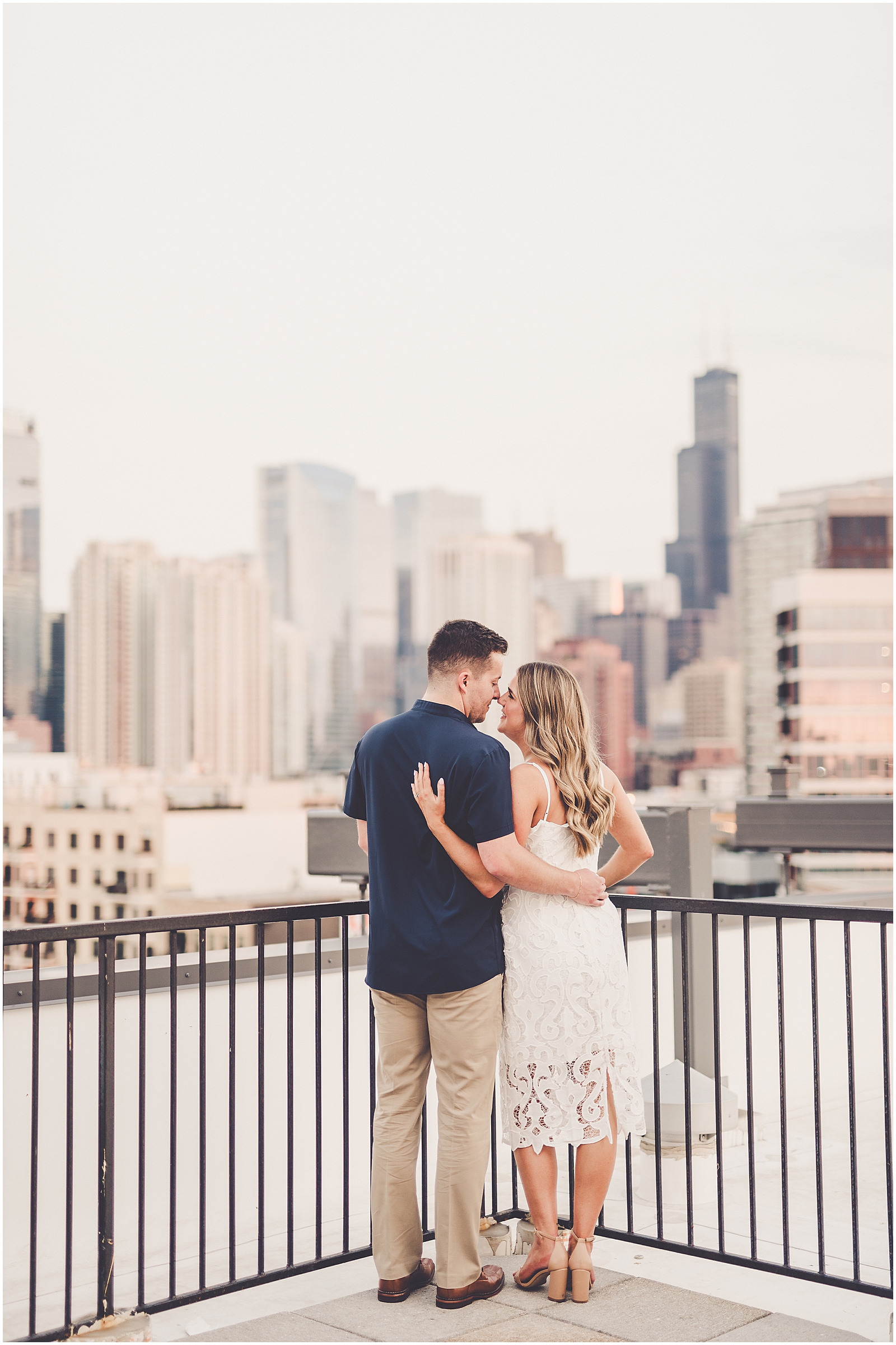 Michele and Timmy's summer River West engagement photos with Chicagoland wedding photographer Kara Evans Photographer.