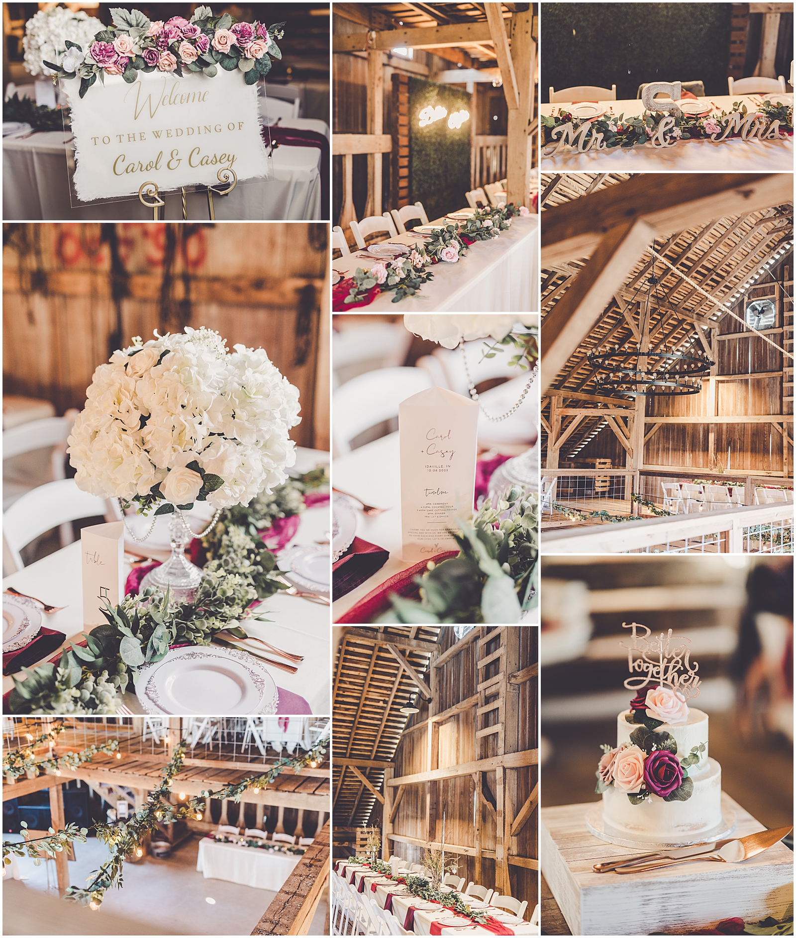 Carol and Casey's fall Barn at the Sioux-Monti wedding in Idaville, Indiana with Chicagoland wedding photographer Kara Evans Photographer.