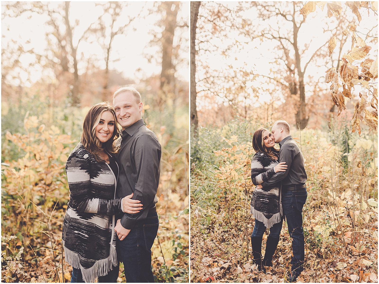 Nicole and Thomas's fall Cantigny Park engagement photos in Wheaton with Chicagoland wedding photographer Kara Evans Photographer.