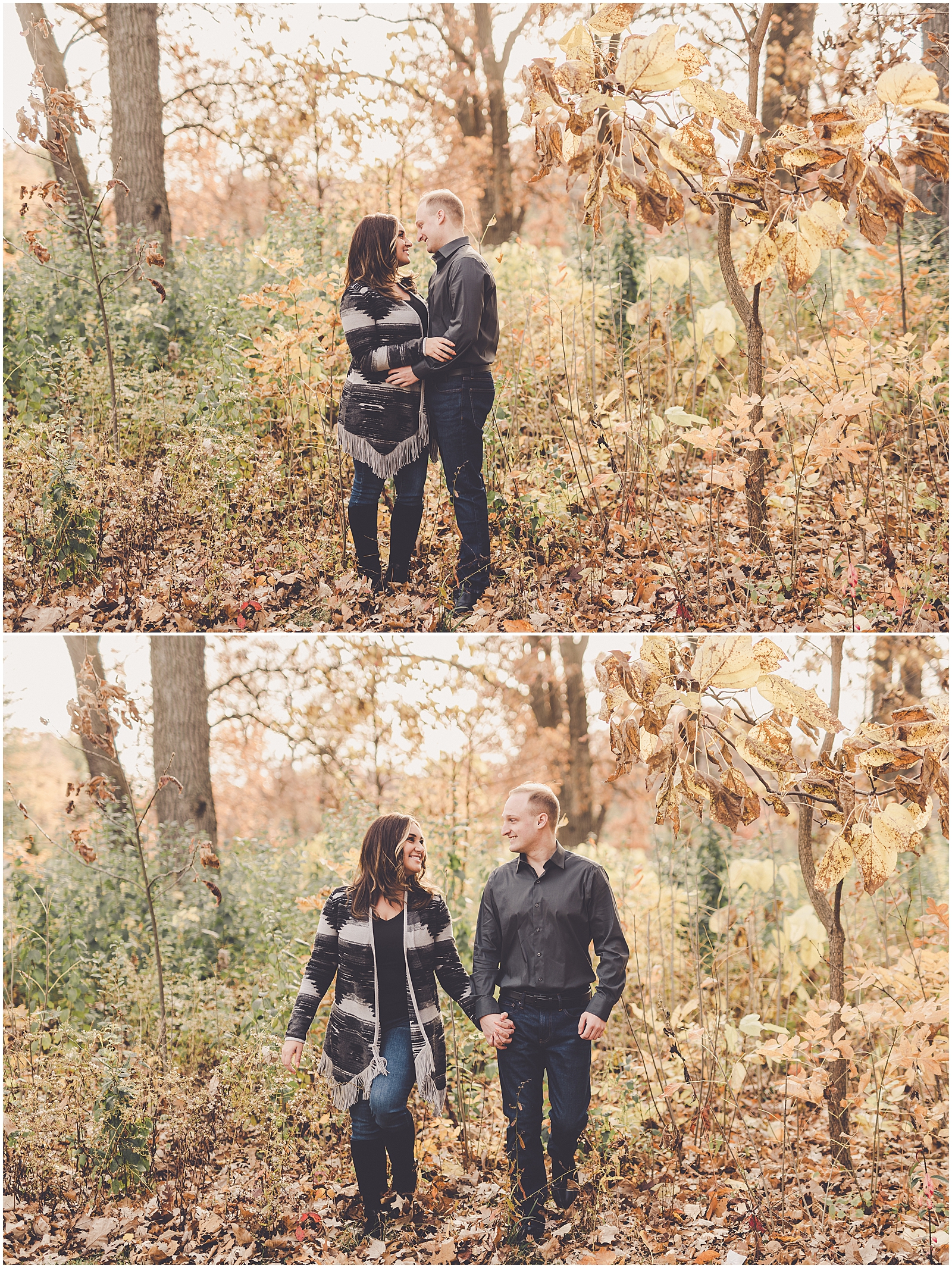 Nicole and Thomas's fall Cantigny Park engagement photos in Wheaton with Chicagoland wedding photographer Kara Evans Photographer.