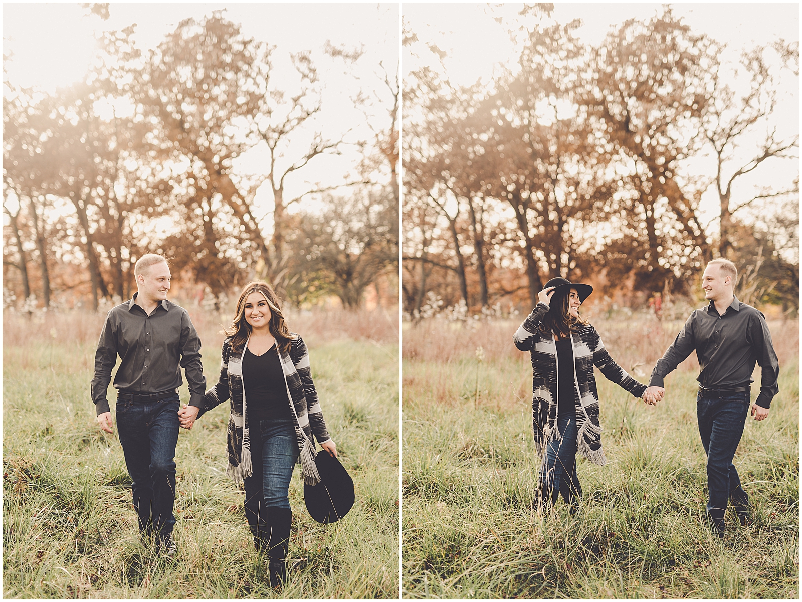 Nicole and Thomas's fall Cantigny Park engagement photos in Wheaton with Chicagoland wedding photographer Kara Evans Photographer.