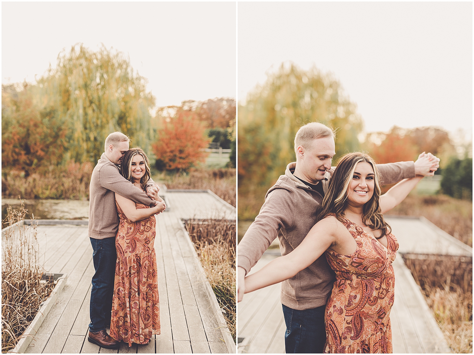 Nicole and Thomas's fall Cantigny Park engagement photos in Wheaton with Chicagoland wedding photographer Kara Evans Photographer.