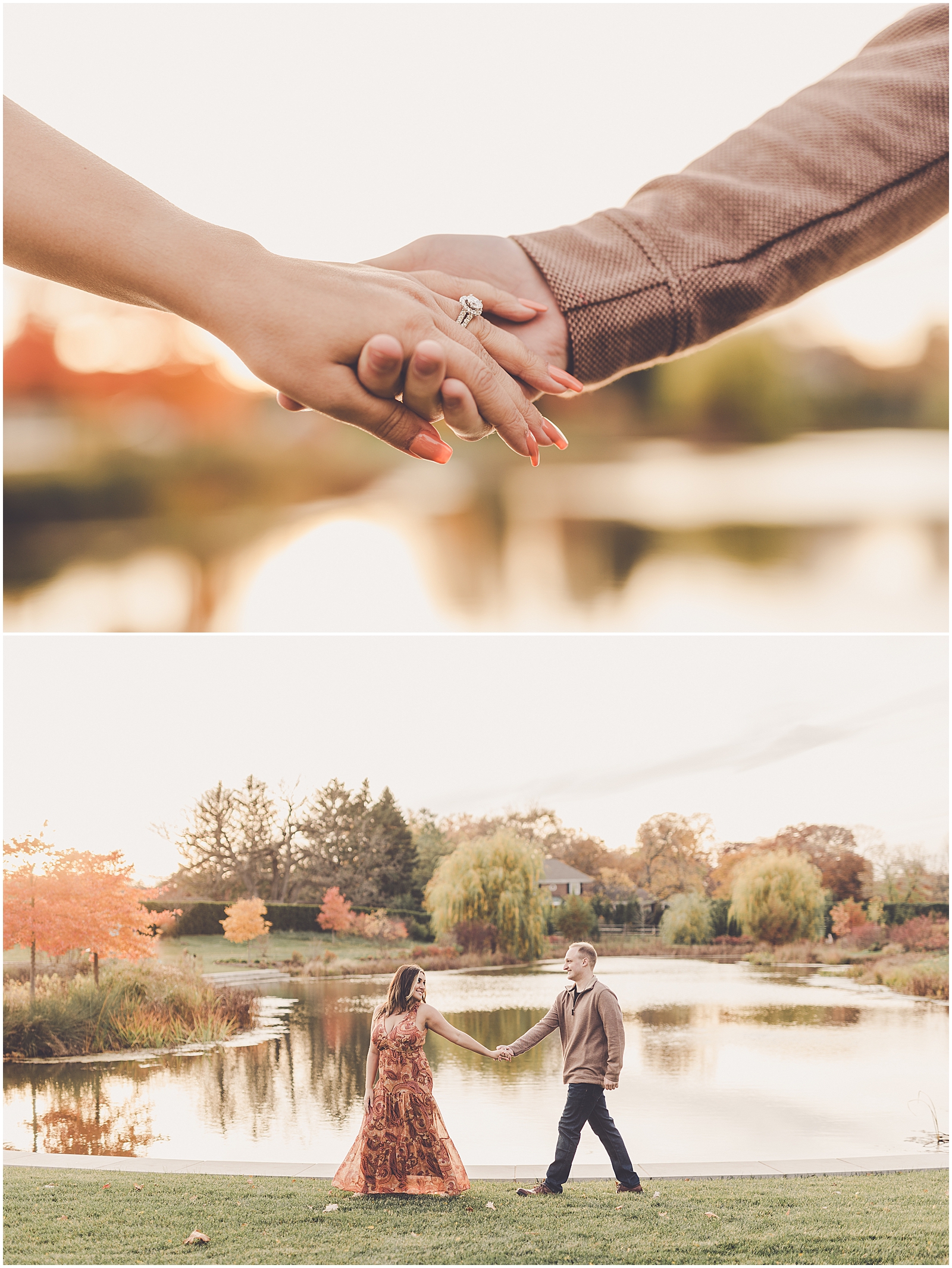 Nicole and Thomas's fall Cantigny Park engagement photos in Wheaton with Chicagoland wedding photographer Kara Evans Photographer.