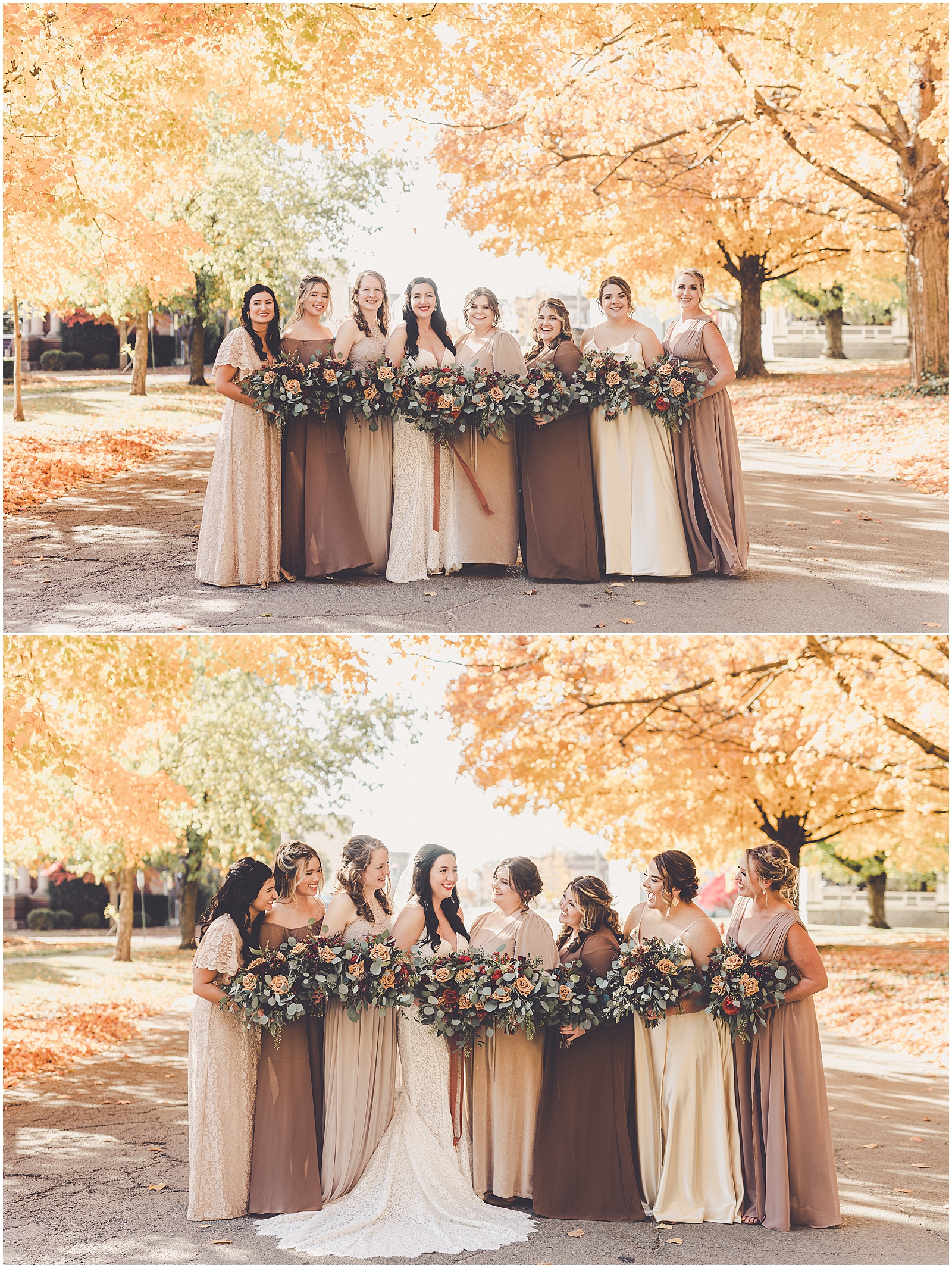 Kylie and Noah's fall wedding at Town & Country Events in Milford, Illinois with Chicagoland wedding photographer Kara Evans Photographer.